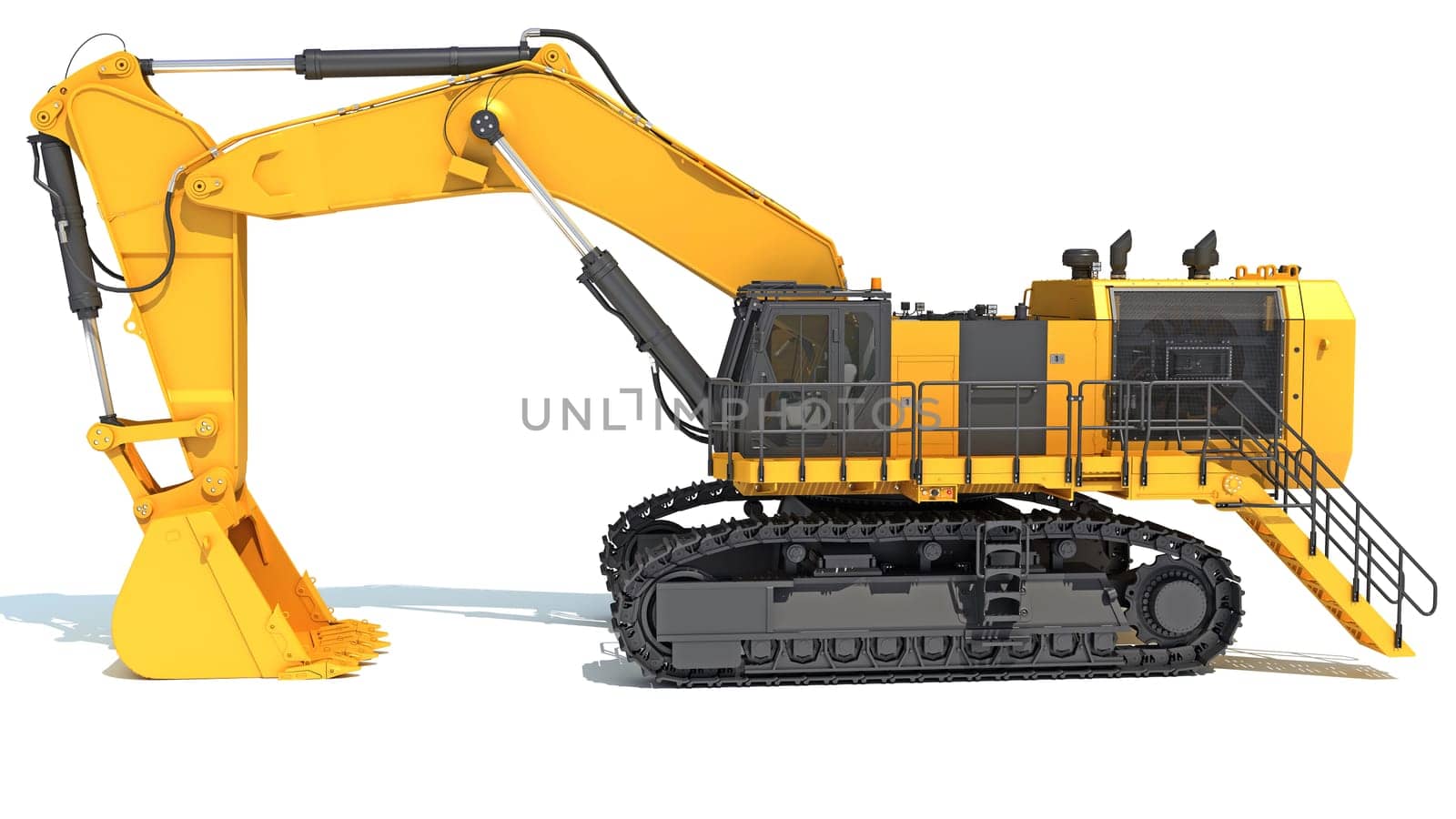 Tracked Mining Excavator heavy construction machinery 3D rendering model