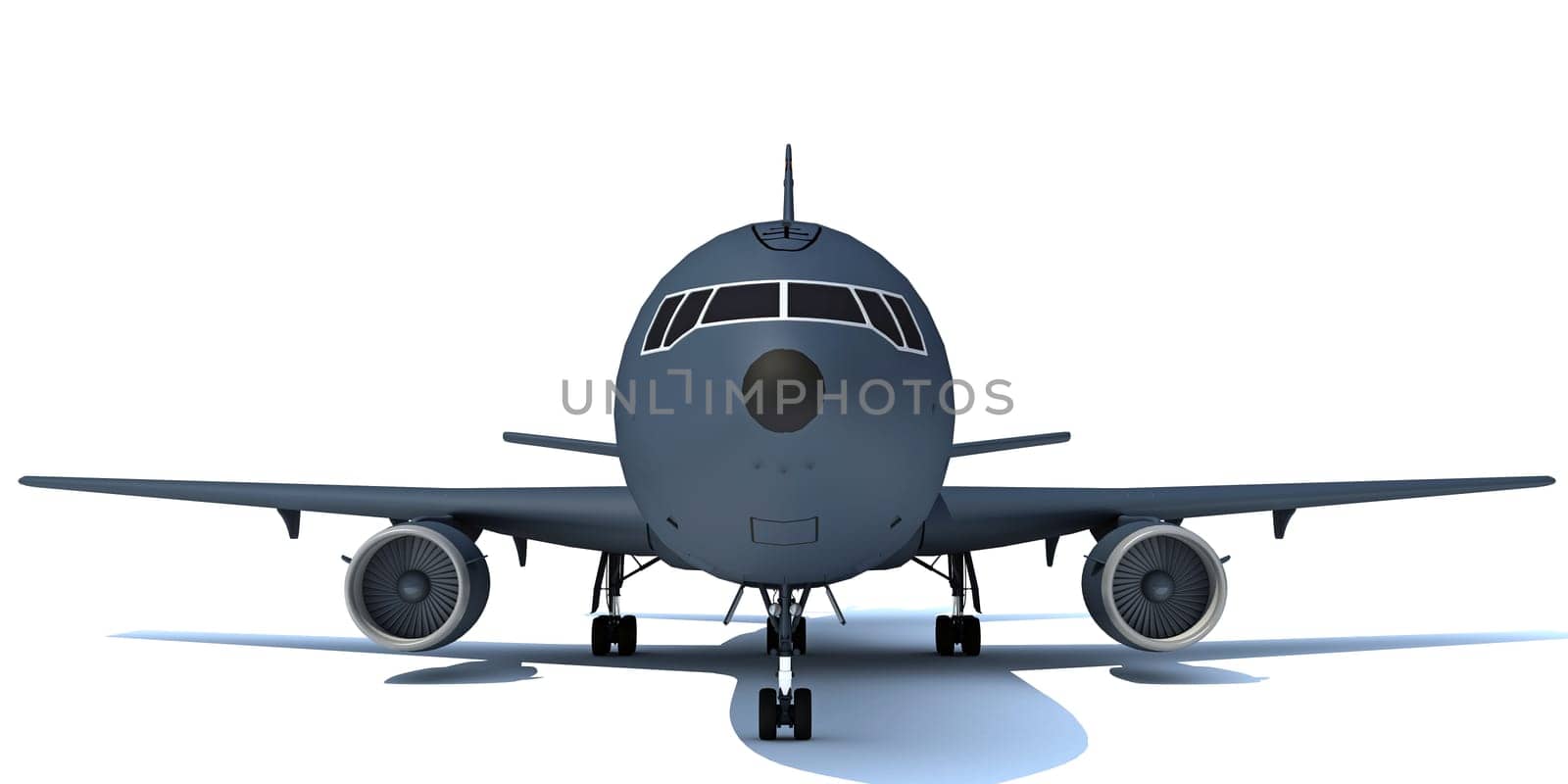 Aerial refueling aircraft 3D rendering model of military airplane on white background