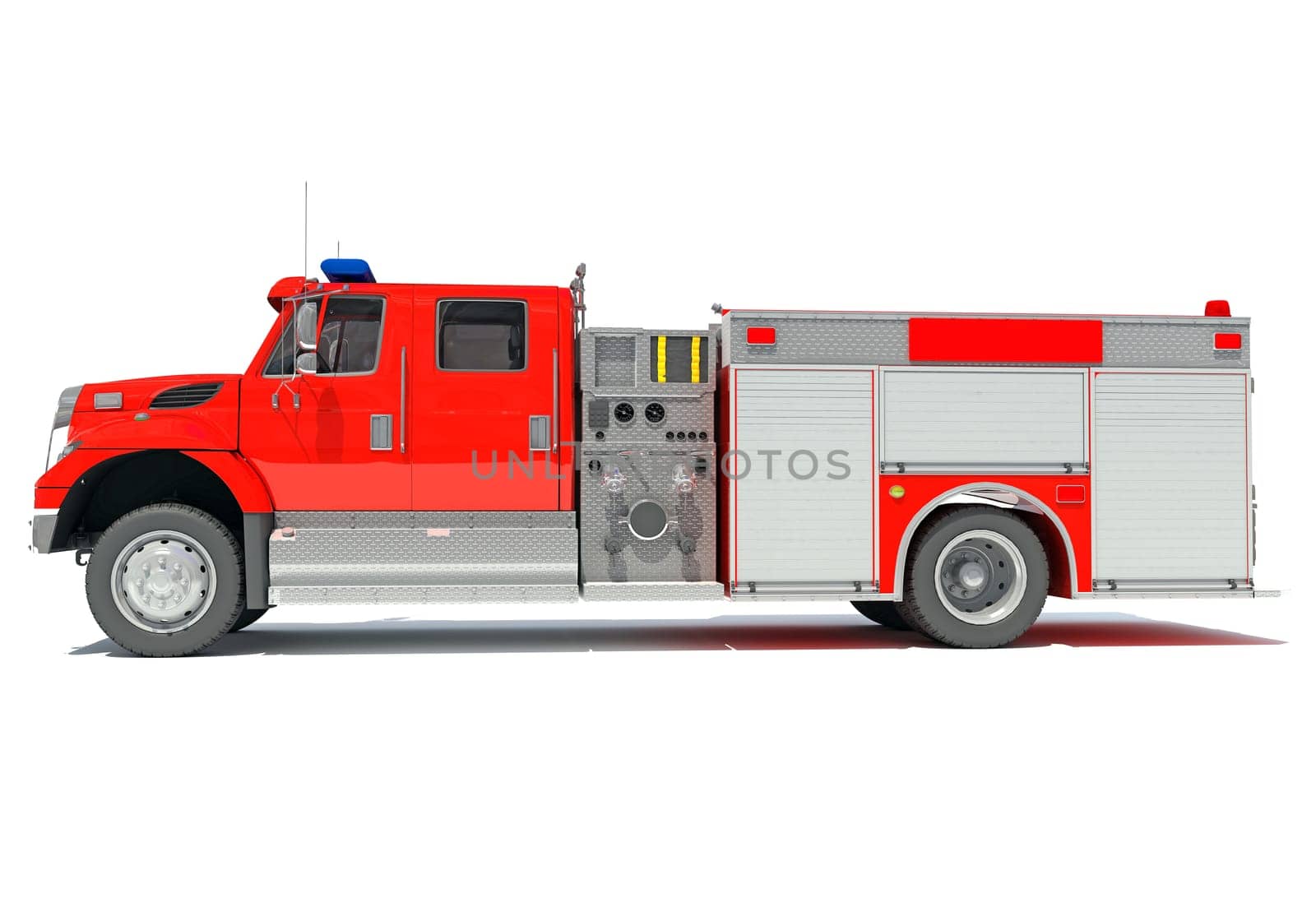 Rescue Fire Pumper Truck 3D rendering model on white background