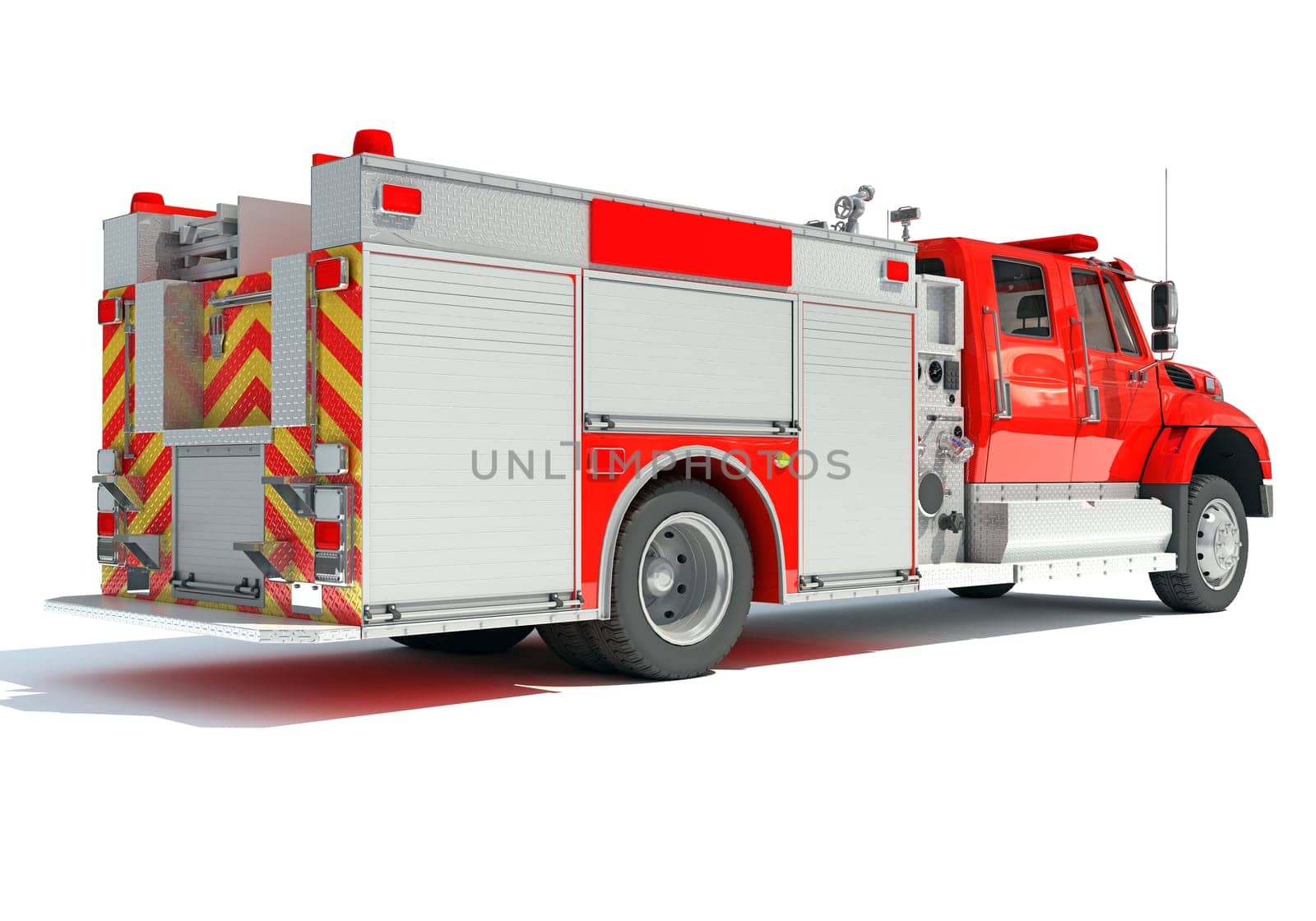 Rescue Fire Pumper Truck 3D rendering model on white background