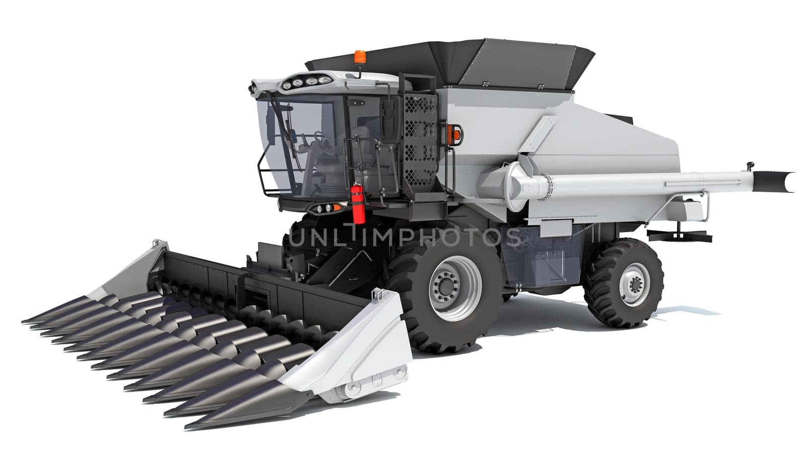 Combine Harvester farm equipment 3D rendering model on white background