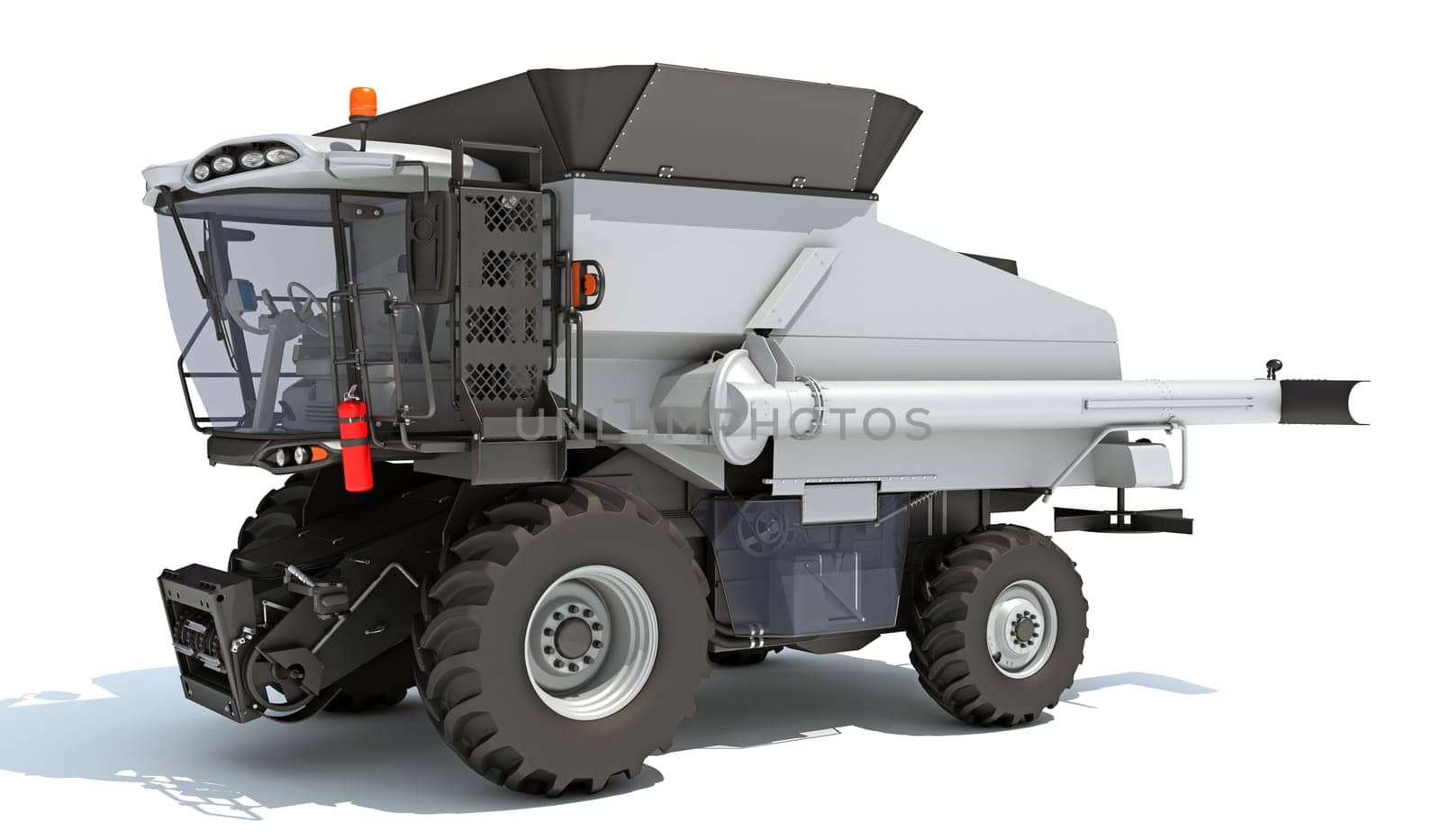 Combine Harvester farm equipment 3D rendering model on white background