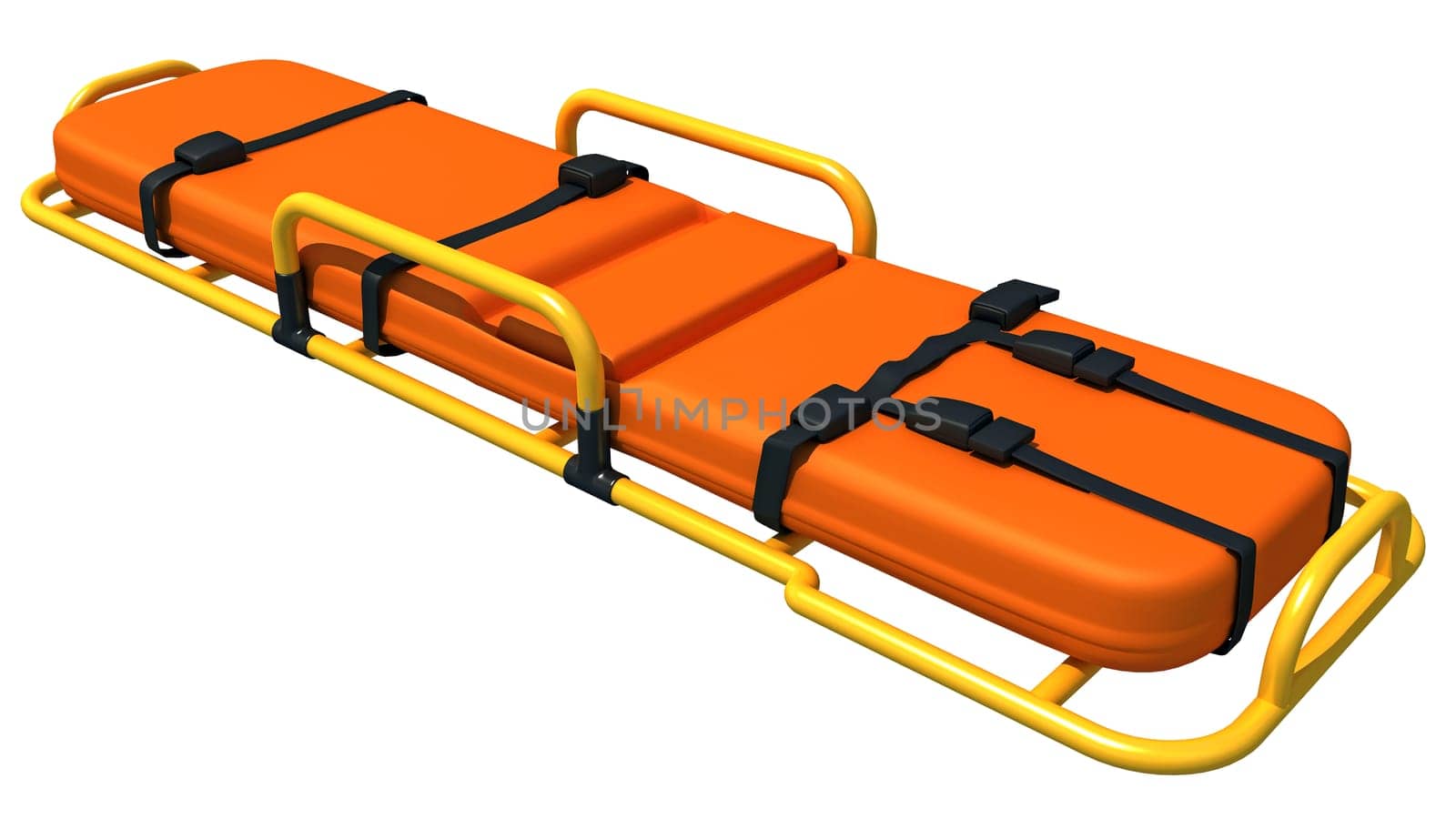 Medical Stretcher Trolley 3D rendering model on white background