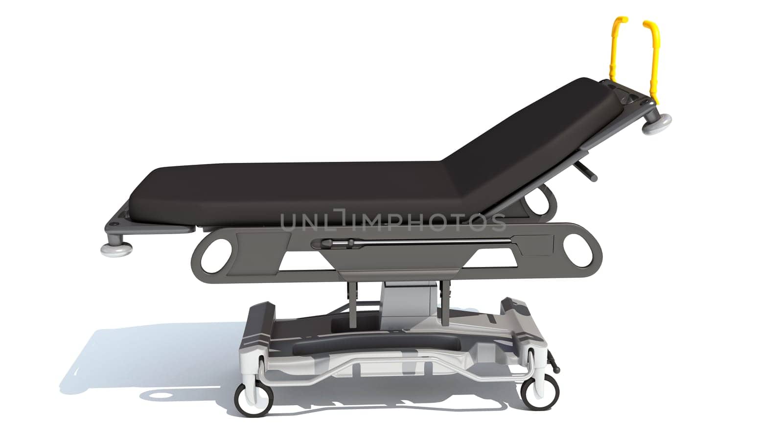 Medical Stretcher Trolley 3D rendering model on white background