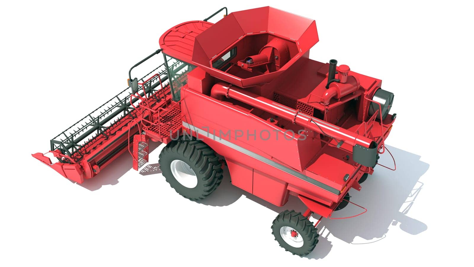 Combine Harvester farm equipment 3D rendering model on white background