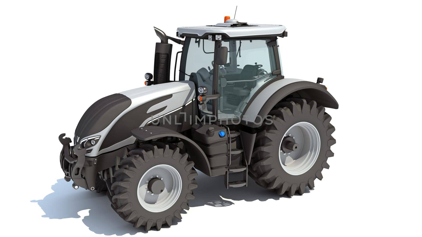 Farm Tractor 3D rendering model on white background