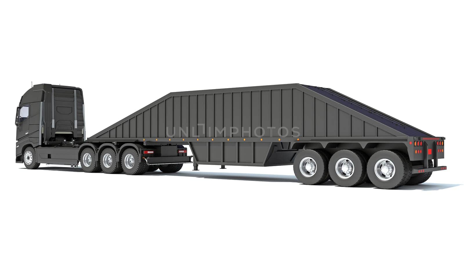 Truck with Bottom Dump Trailer 3D rendering model