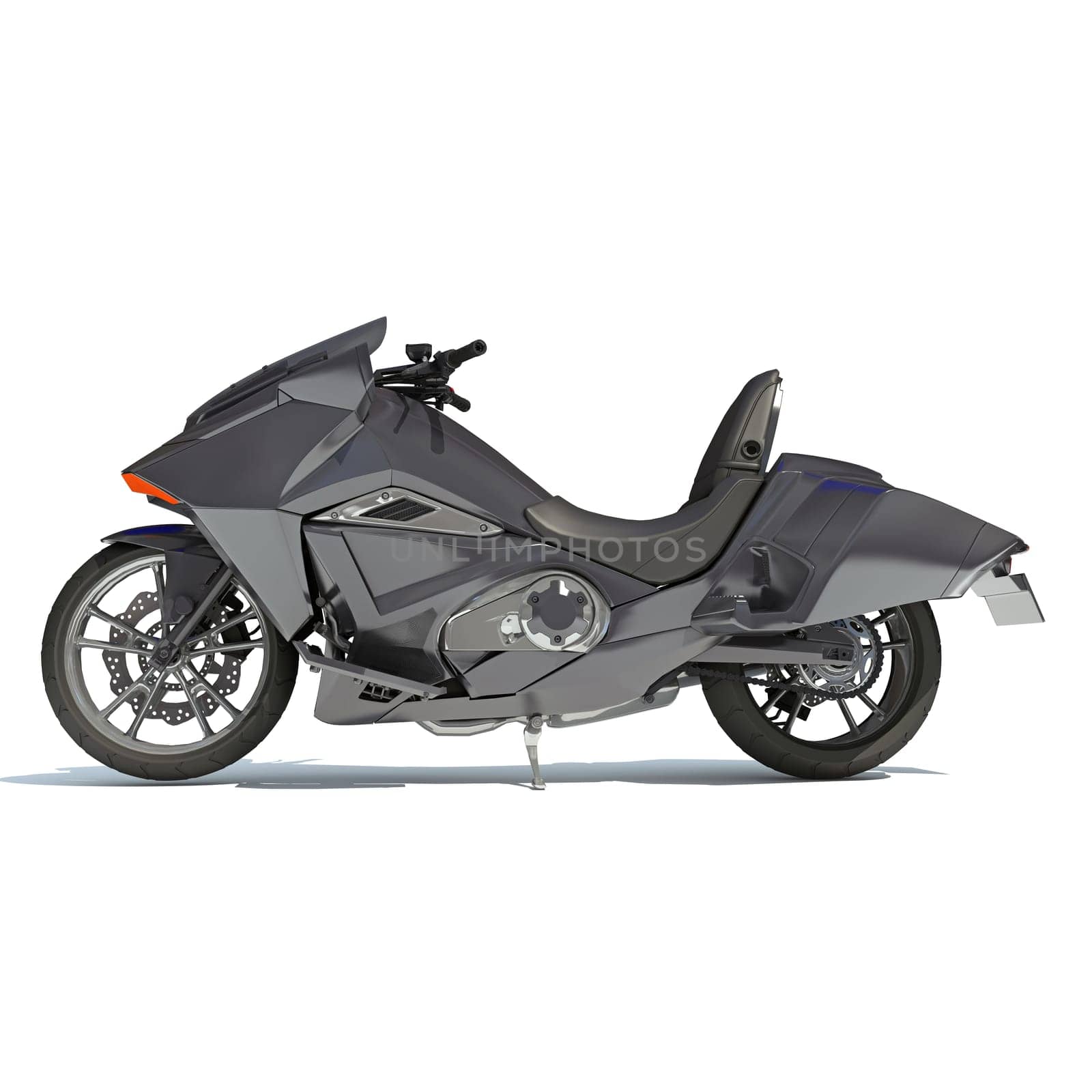 Motorcycle 3D rendering model on white background