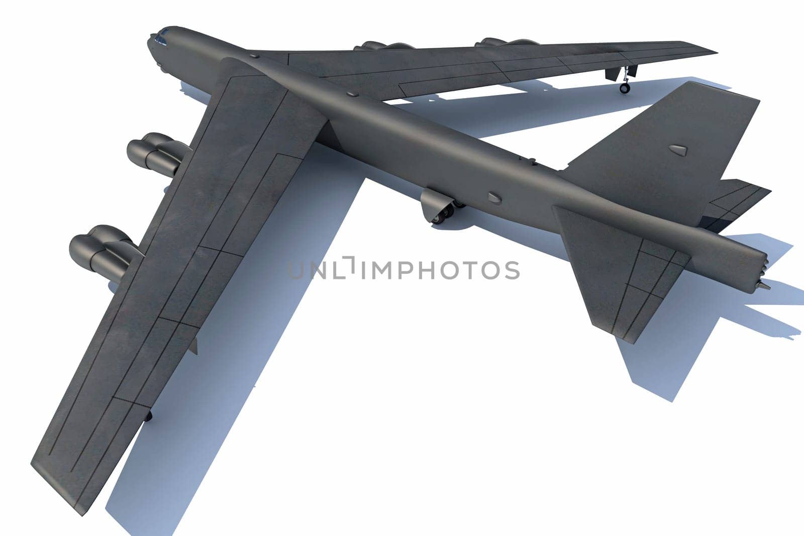 Military aircraft 3D rendering model on white background