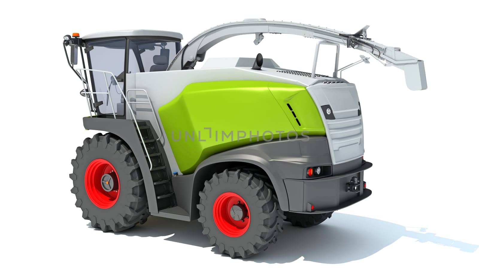 Farm Combine Harvester 3D rendering model on white background