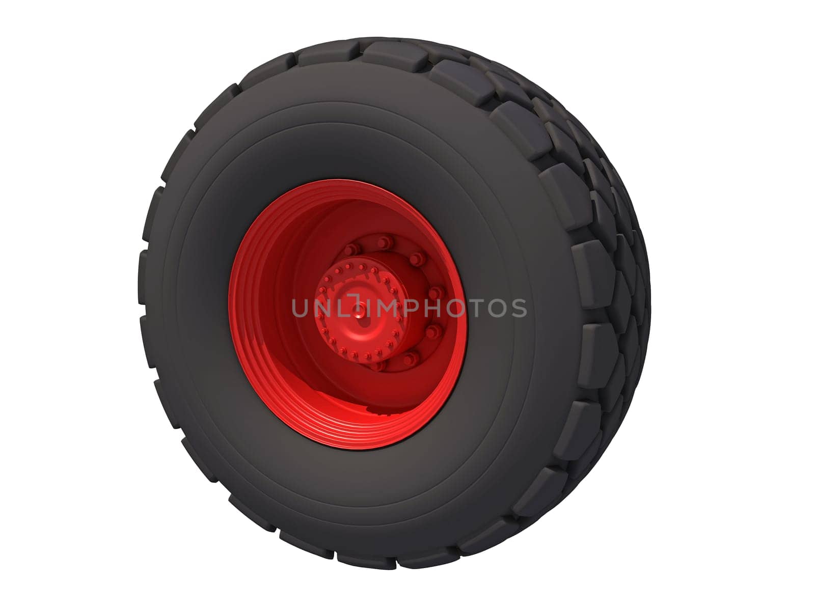 Truck Wheel 3D rendering model on white background