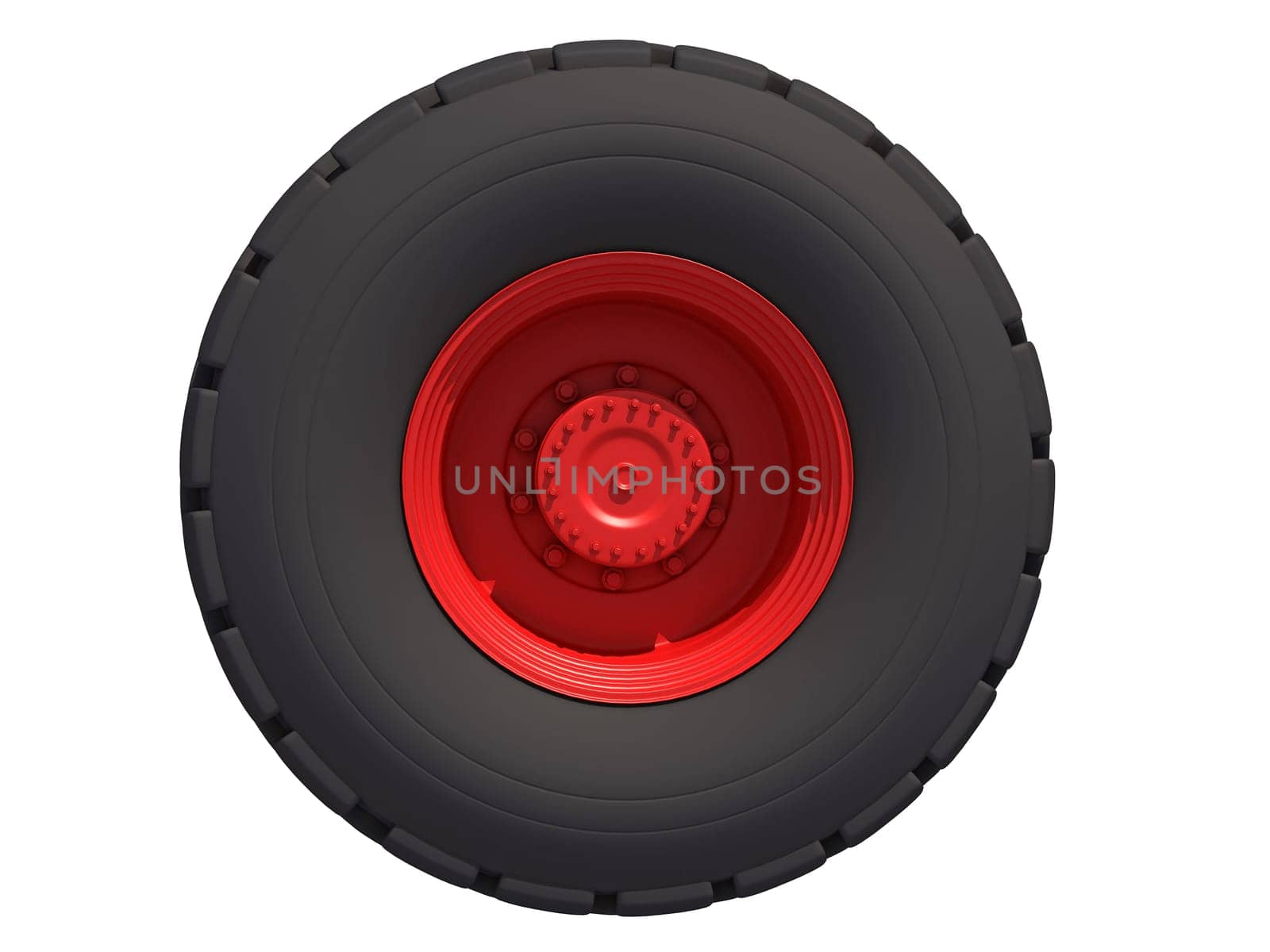 Truck Wheel 3D rendering model on white background