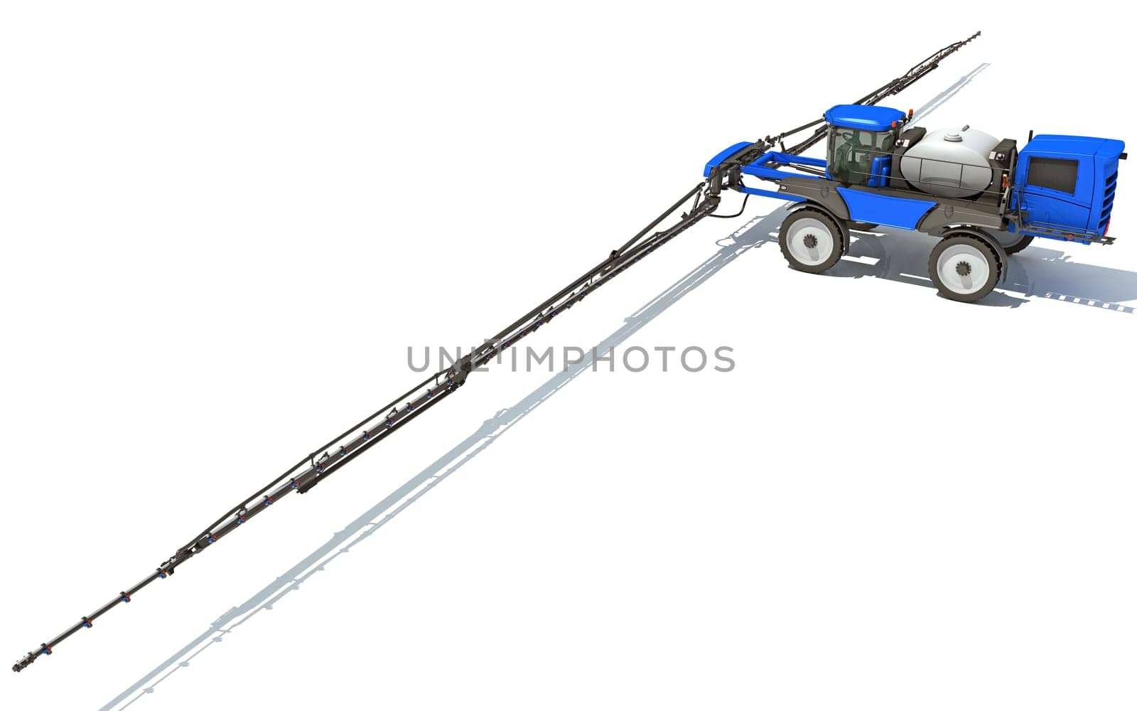 Front Boom Sprayer farm equipment 3D rendering model on white background