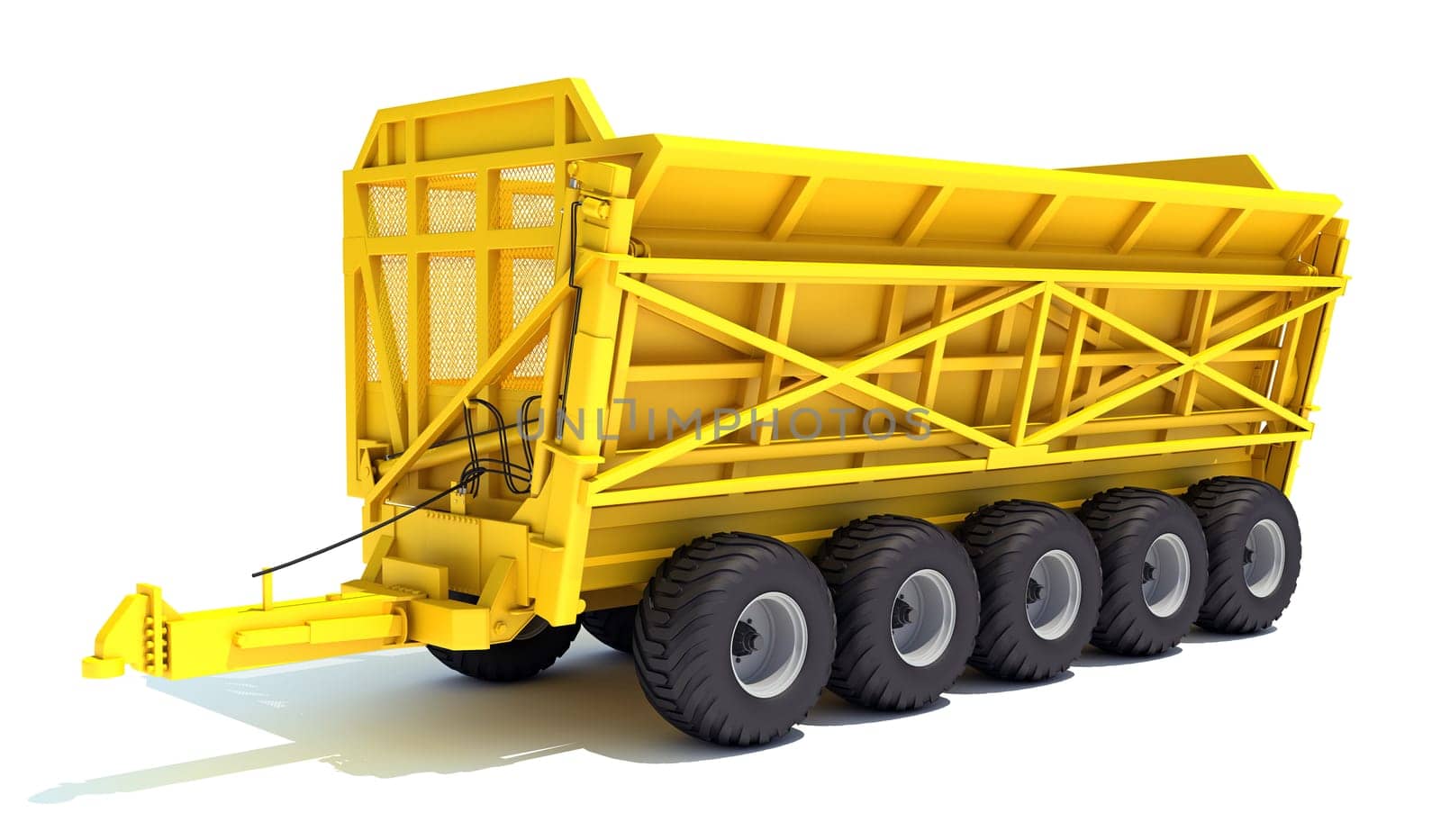 Farm Trailer farm equipment 3D rendering model on white background