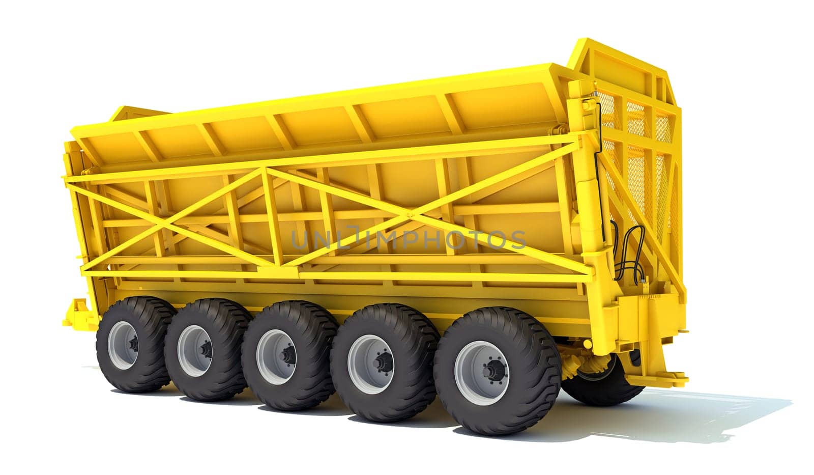 Farm Trailer farm equipment 3D rendering model on white background