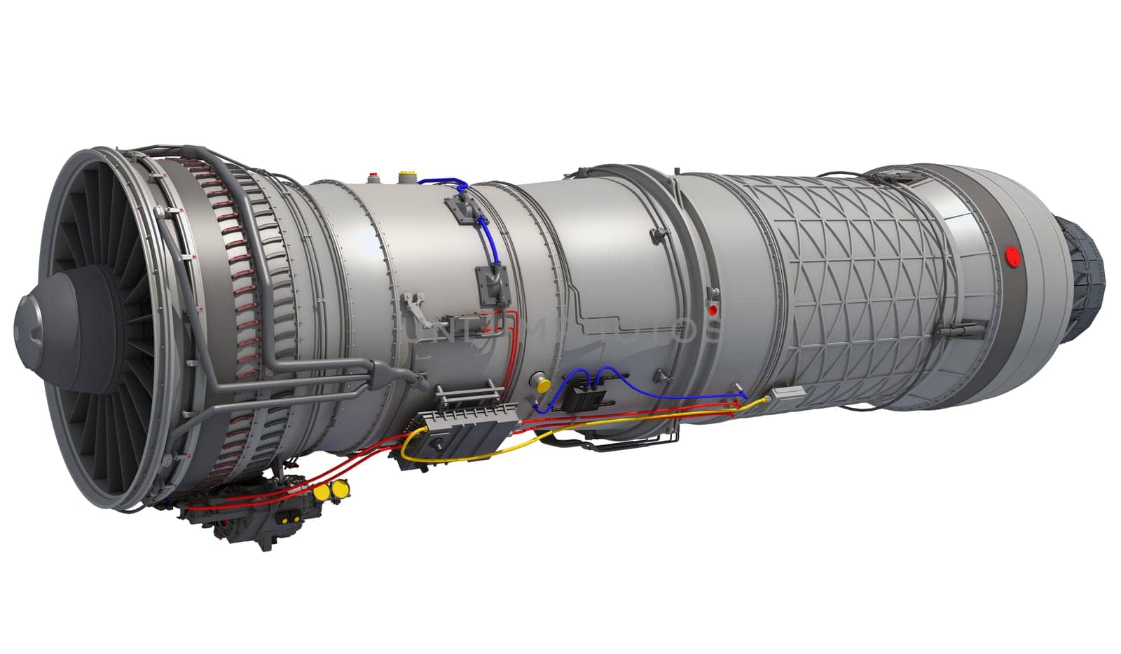 Supersonic Afterburning Turbofan Engine 3D rendering model