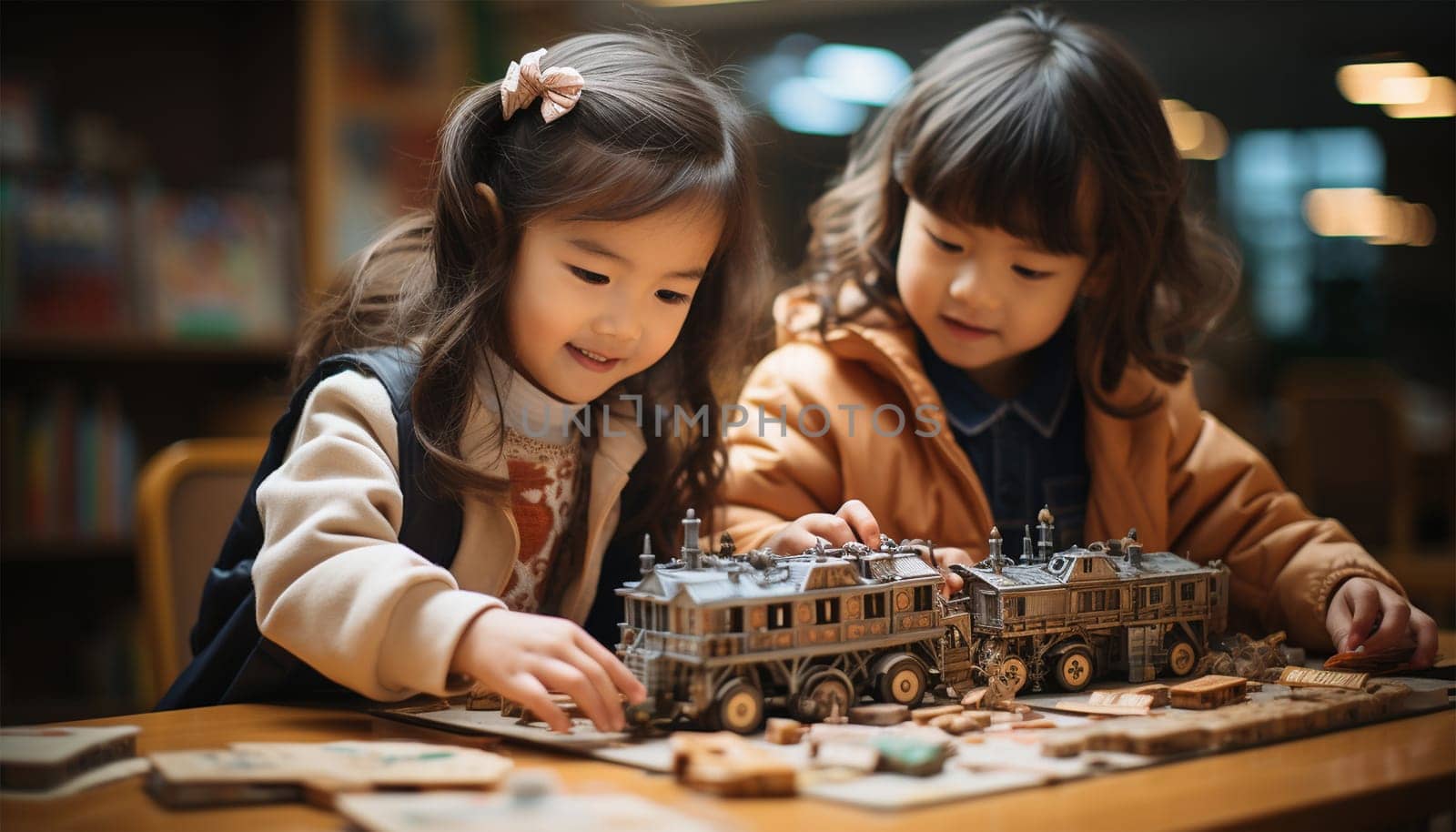 Asian cute children playful with toys education on kindergarten students smile when playing toy in playroom at preschool international,education concept. Play
