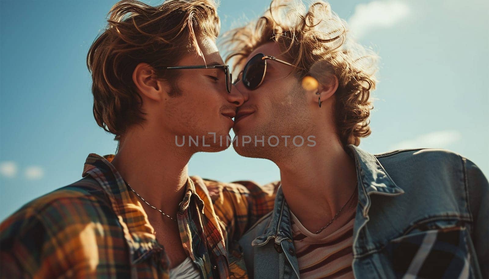 Homosexual couple at a romantic date outdoors Multi-ethnic gay couple in love flirting and having fun. Proud homosexual couple romantic outdoors