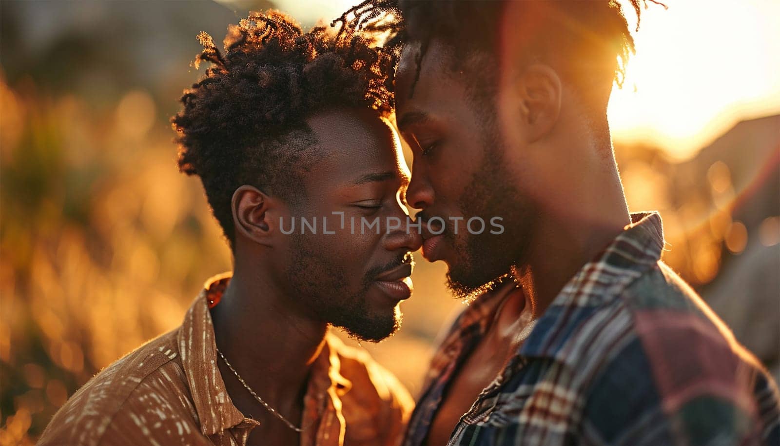 Homosexual couple at a romantic date outdoors Multi-ethnic gay couple in love flirting and having fun. Proud homosexual couple romantic outdoors