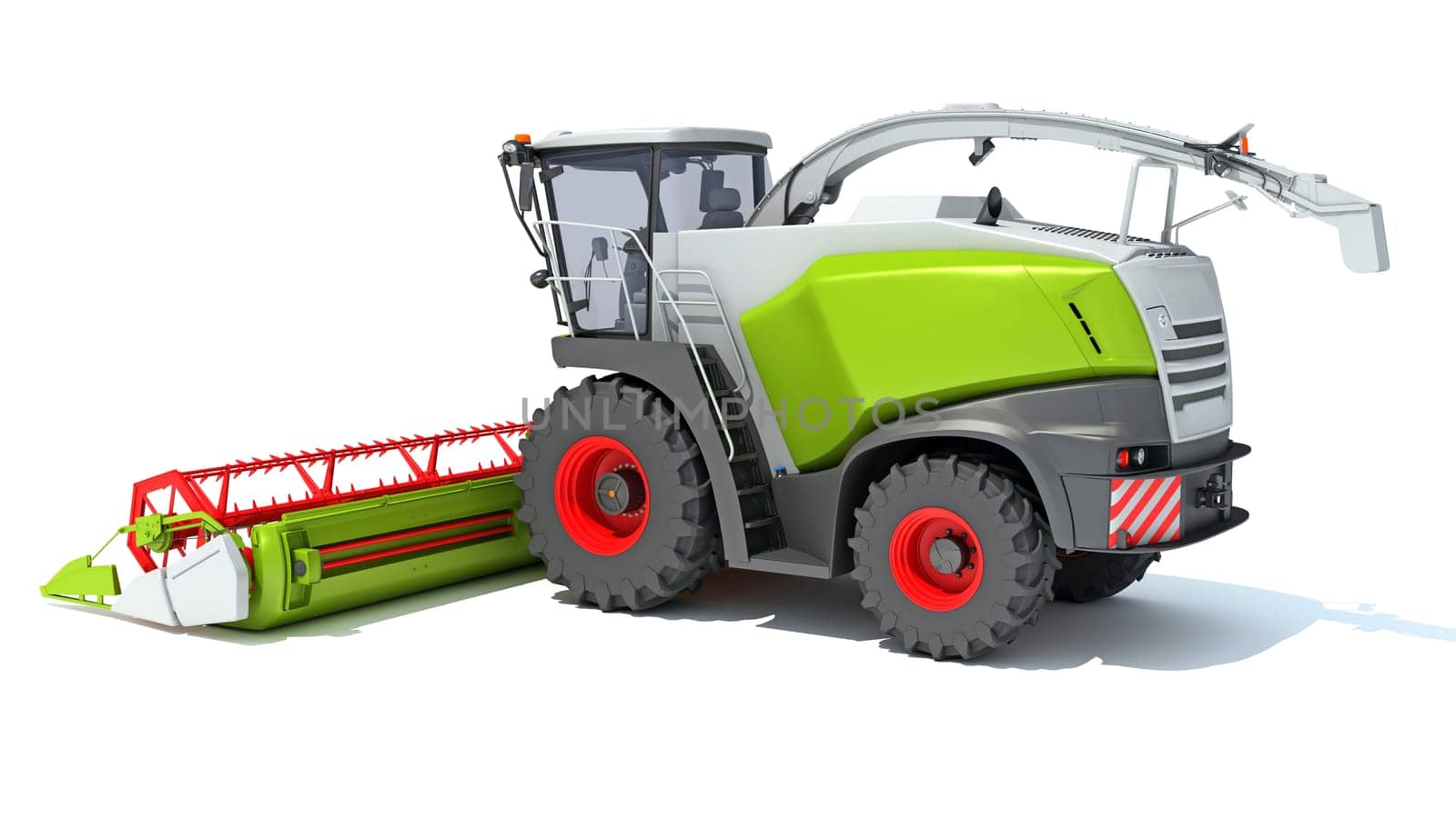 Combine Harvester farm equipment 3D rendering model on white background