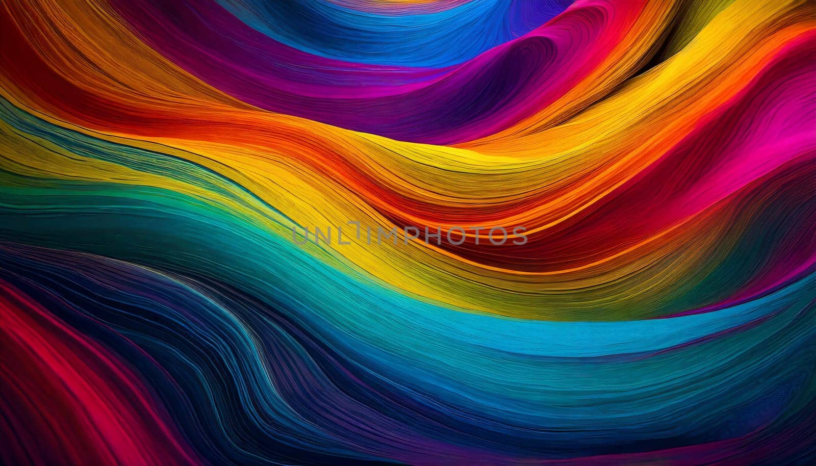 abstract background with multicolored wavy lines, design element. AI generated