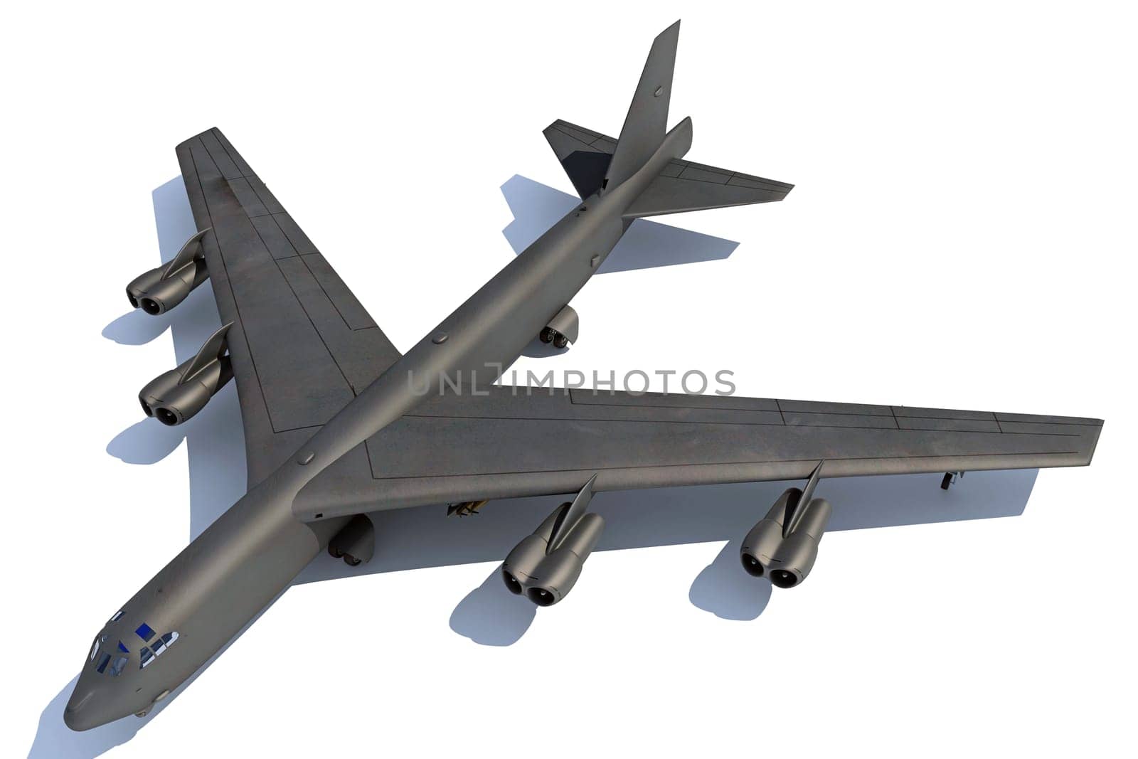 Military Airplane 3D rendering model on white background