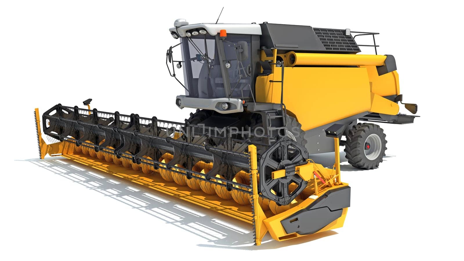 Combine Harvester 3D rendering model on white background