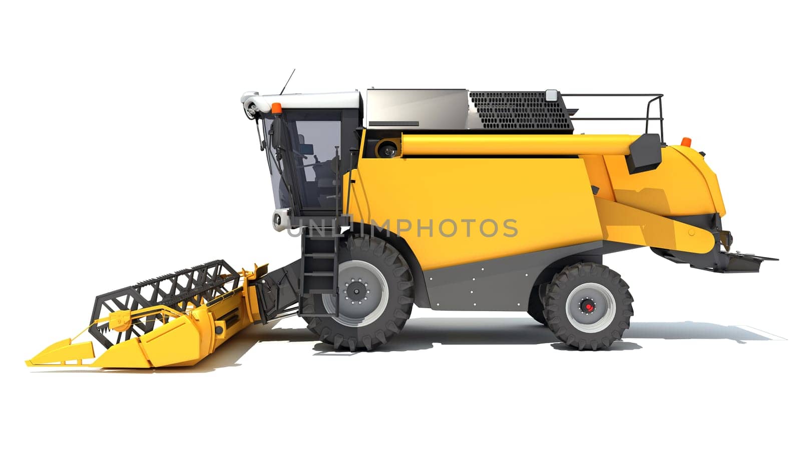 Combine Harvester 3D rendering model on white background
