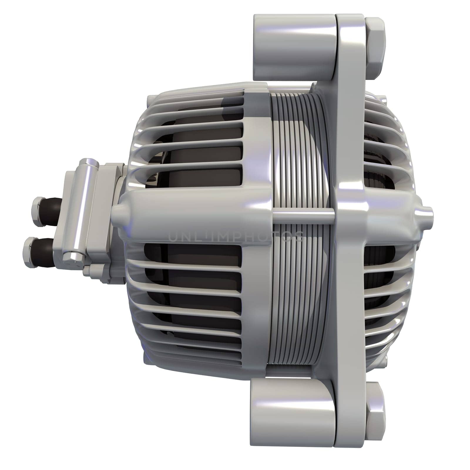 Vehicle Alternator 3D rendering model on white background