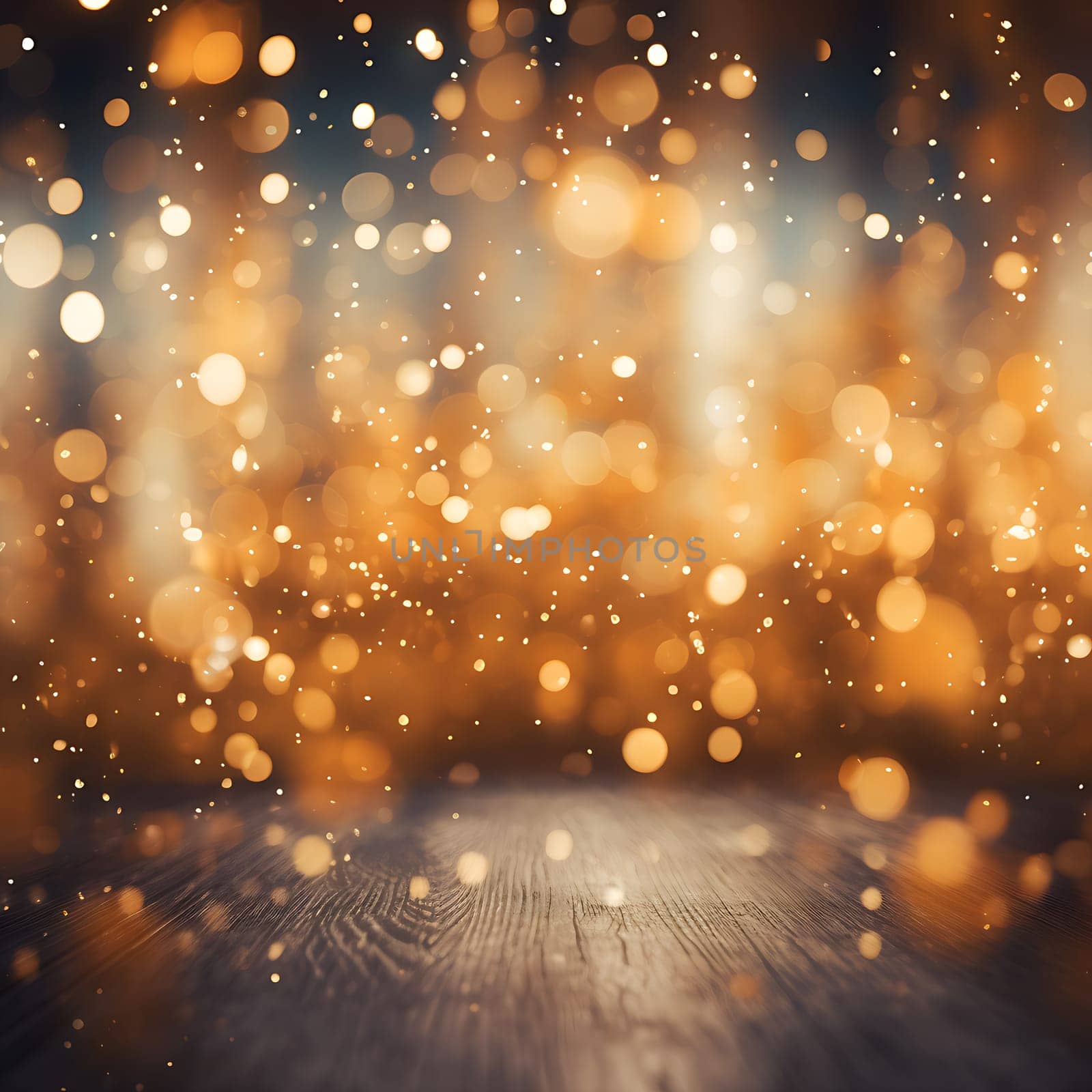 Beautiful bokeh background with golden lights generated by artificial intelligence