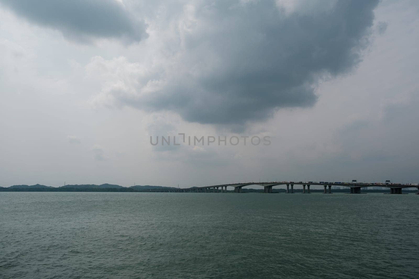 Ocean Horizon Landscape with International Bridge