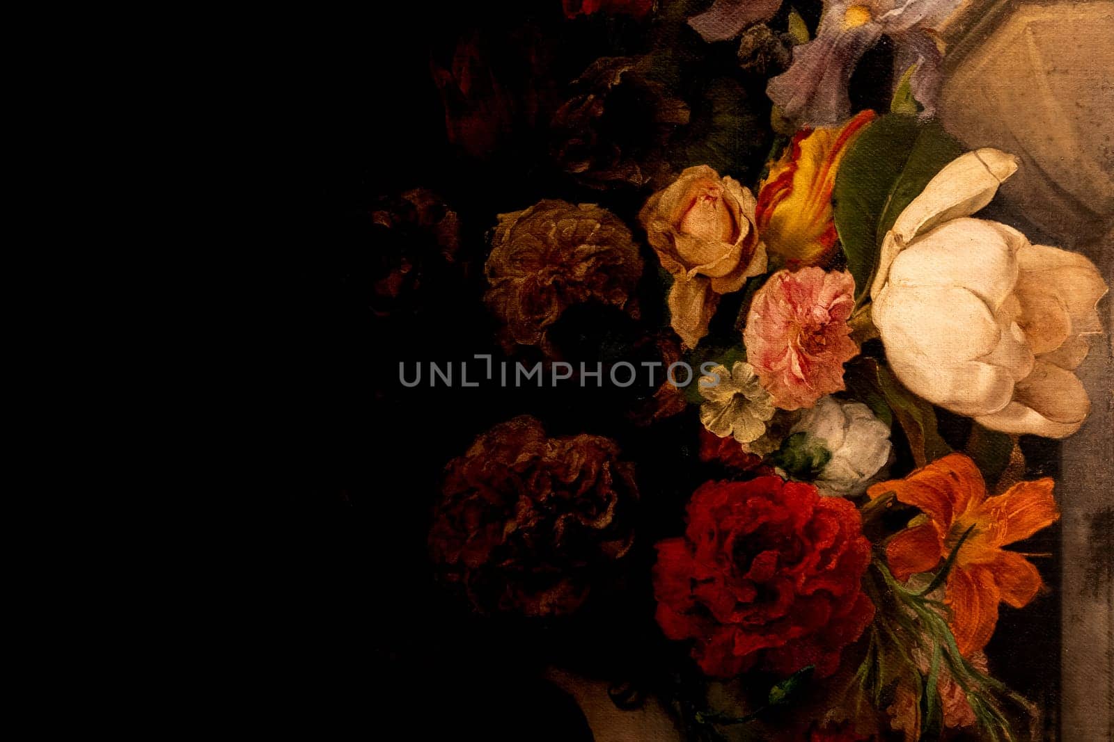 Grunge baroque flowers background. Antique design, floral ornament, romantic style
