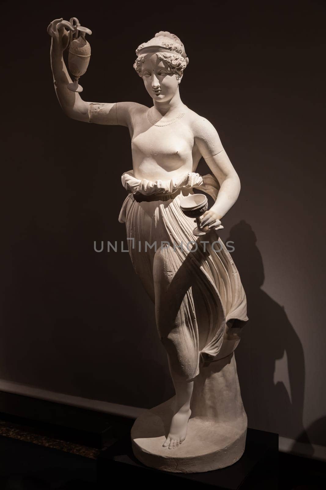 Bassano del Grappa, Italy - 22 December 2023: Classical art museum interior, white marble statues, nobody