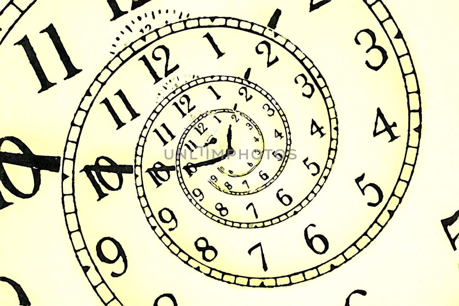 Creative image - hypnotic clock background. Concept of hypnosis, subconscious, suggestion.