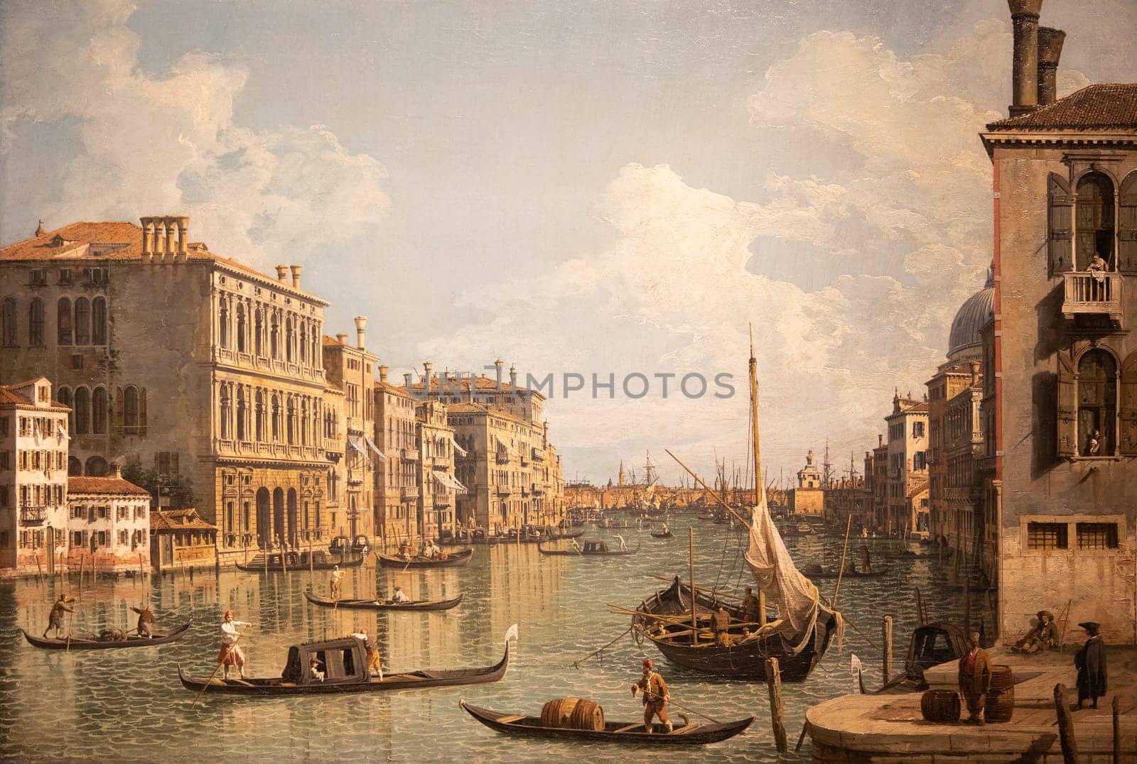 Milan, Italy - 23 September 2023: Brera antique painting museum. View of Venice, by Canaletto, 1745