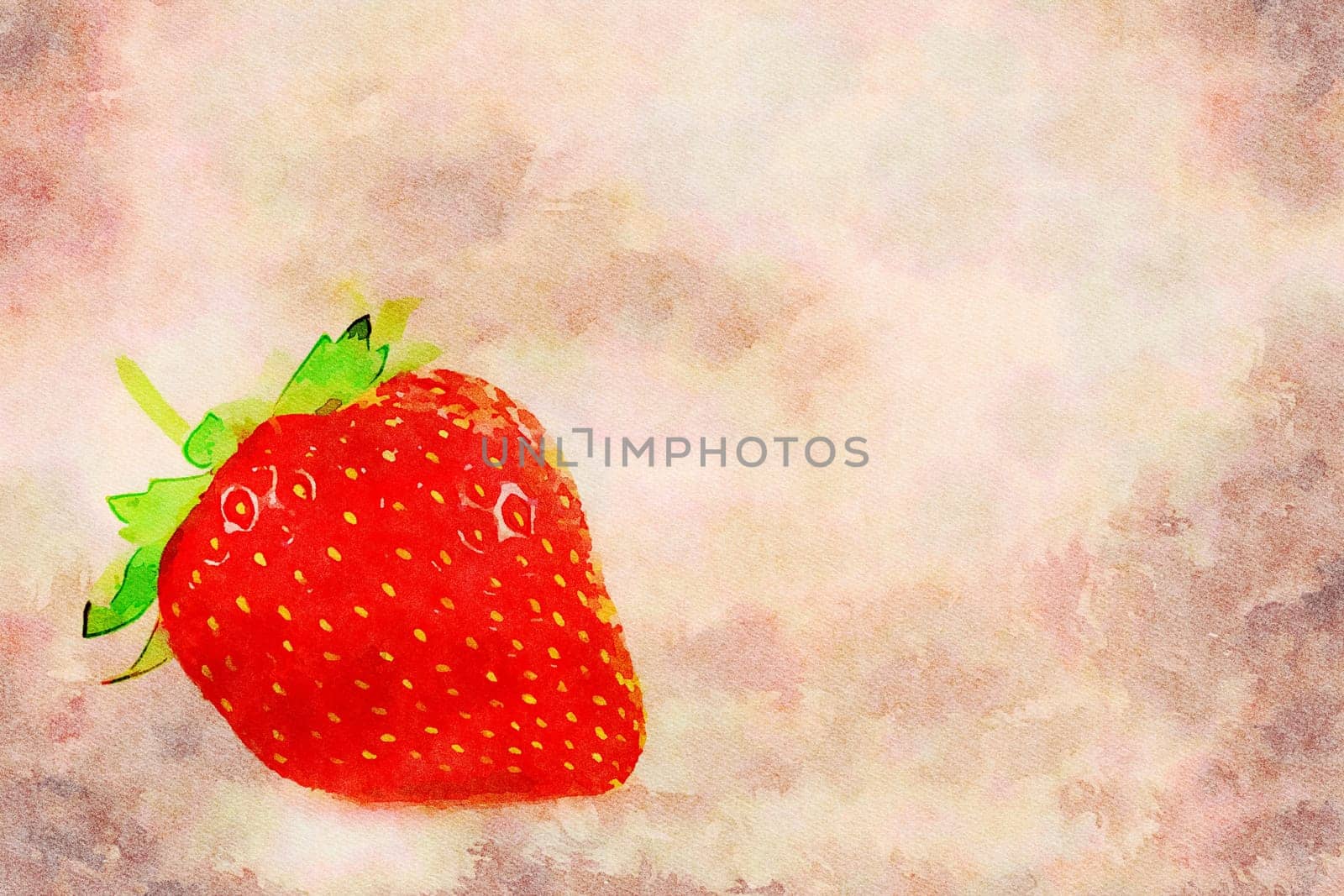 Creative illustration in vintage watercolor design - Strawberry isolated on white background