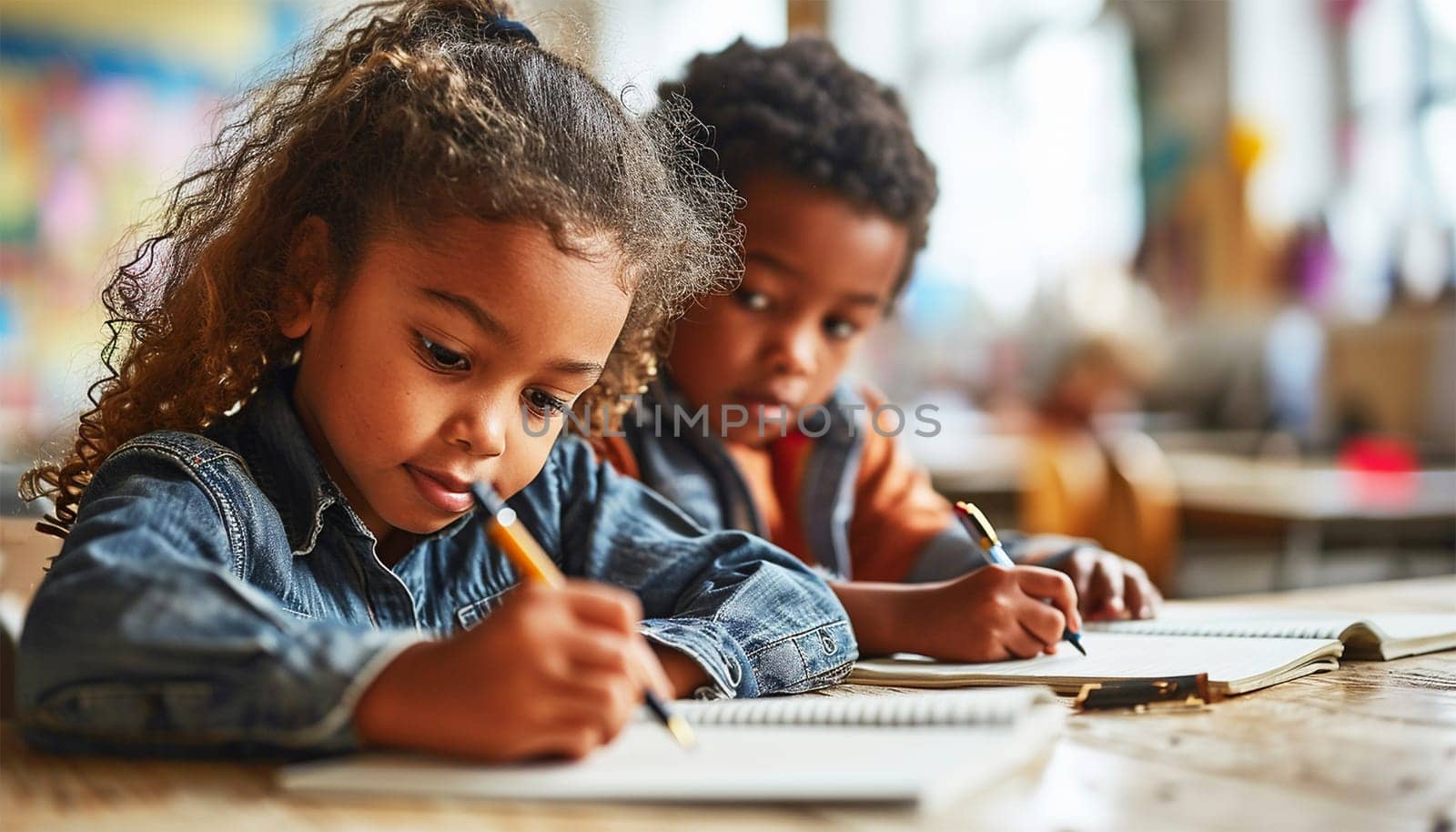 Portrait of cheerful smiling diverse schoolchildren standing posing in classroom holding notebooks and backpacks looking at camera happy after school reopen. Diversity. Back to school concept. Mixed race, multiracial daycare kids education happy