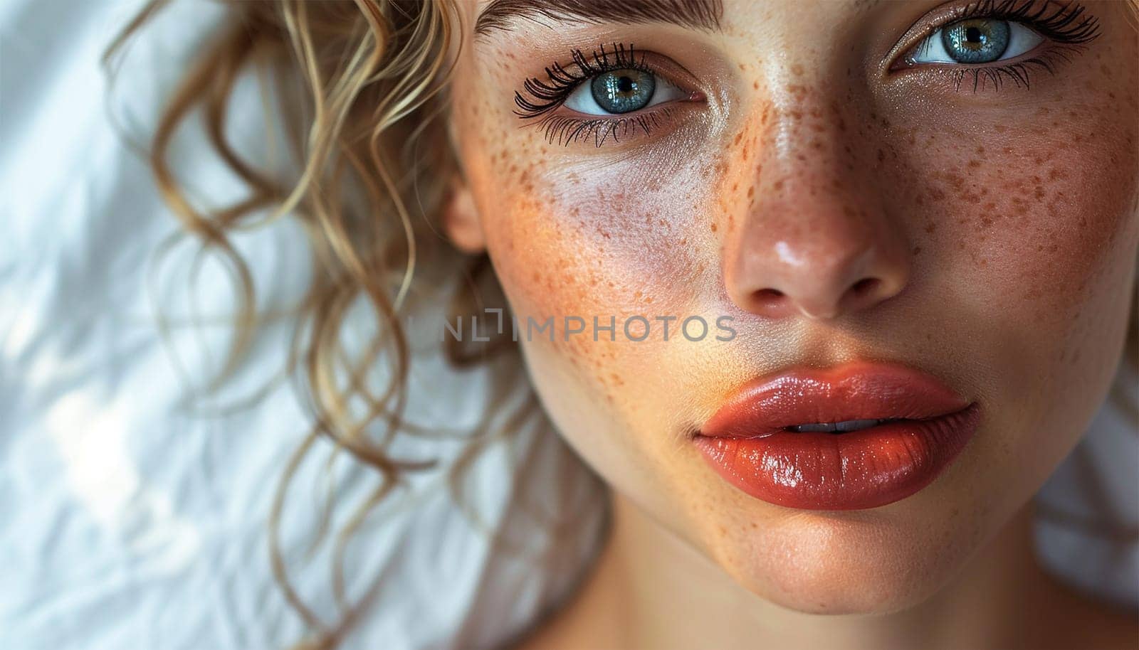 Beautiful woman with lip fillers. Receiving filler injection. Cosmetologist makes rejuvenating beautiful woman. Female aesthetic cosmetology in a beauty salon. Close up