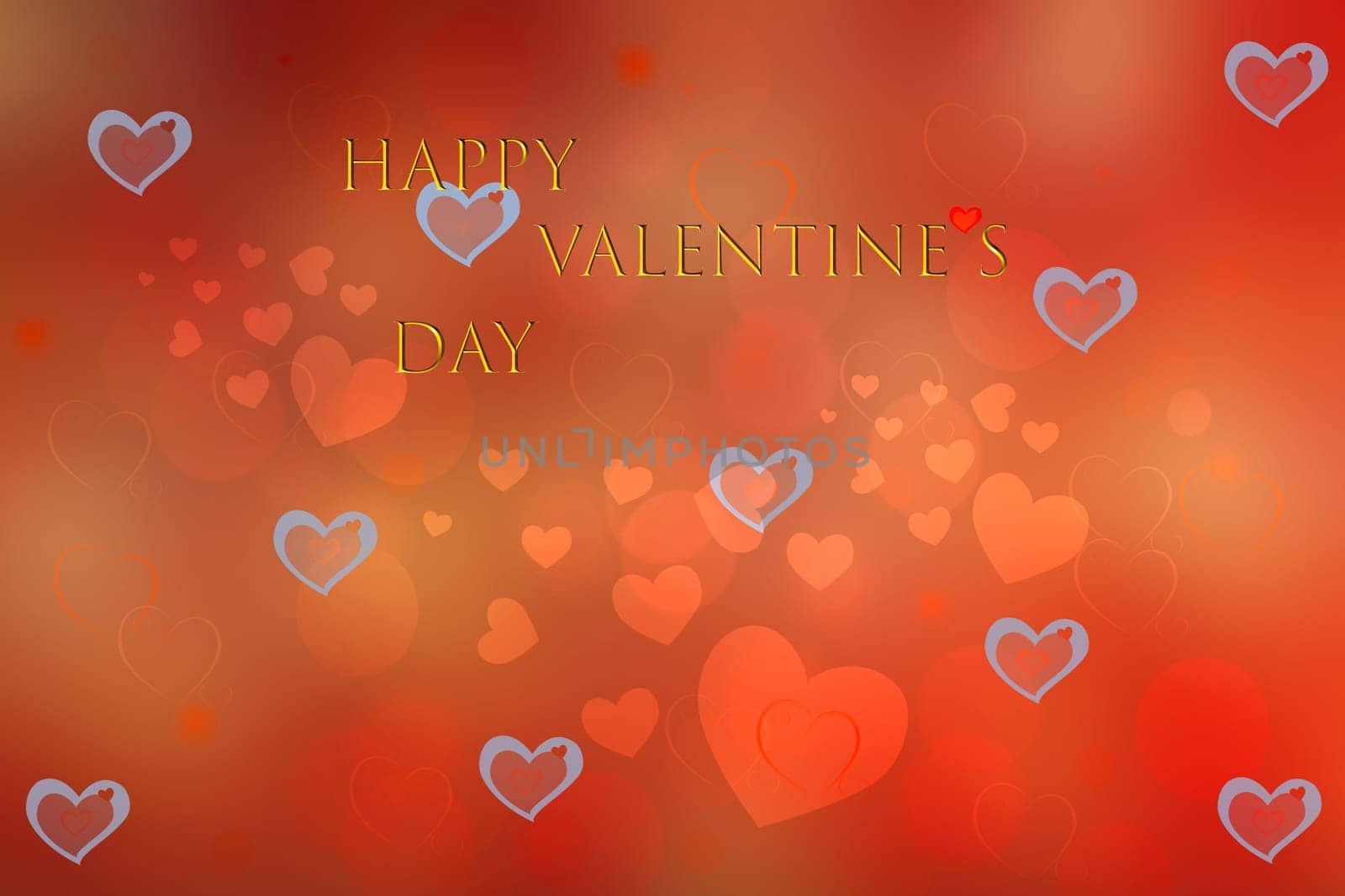 Happy valentines day card. Abstract festive composition of love bokeh red and white hearts background texture with Valentine day text. Present, banner or poster design.