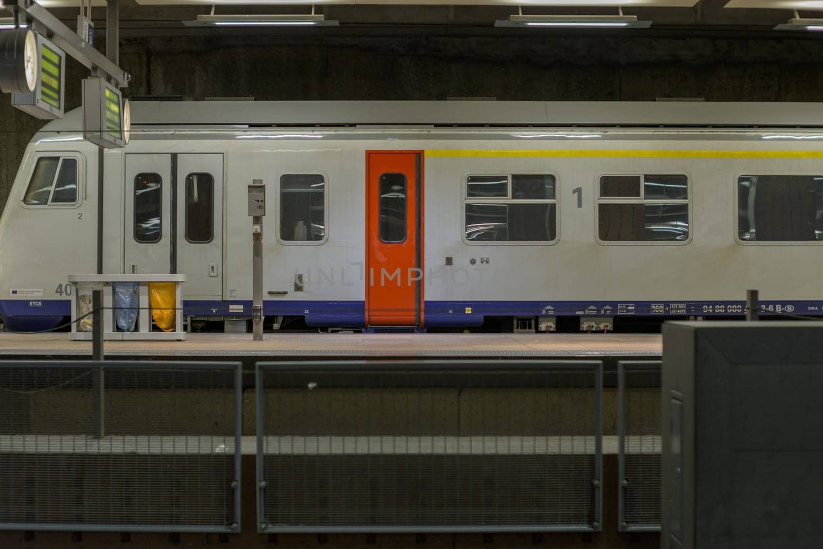 Antwerp, Belgium, January 2nd 2024: View on a railroad station train platform in Antwerp central railway station