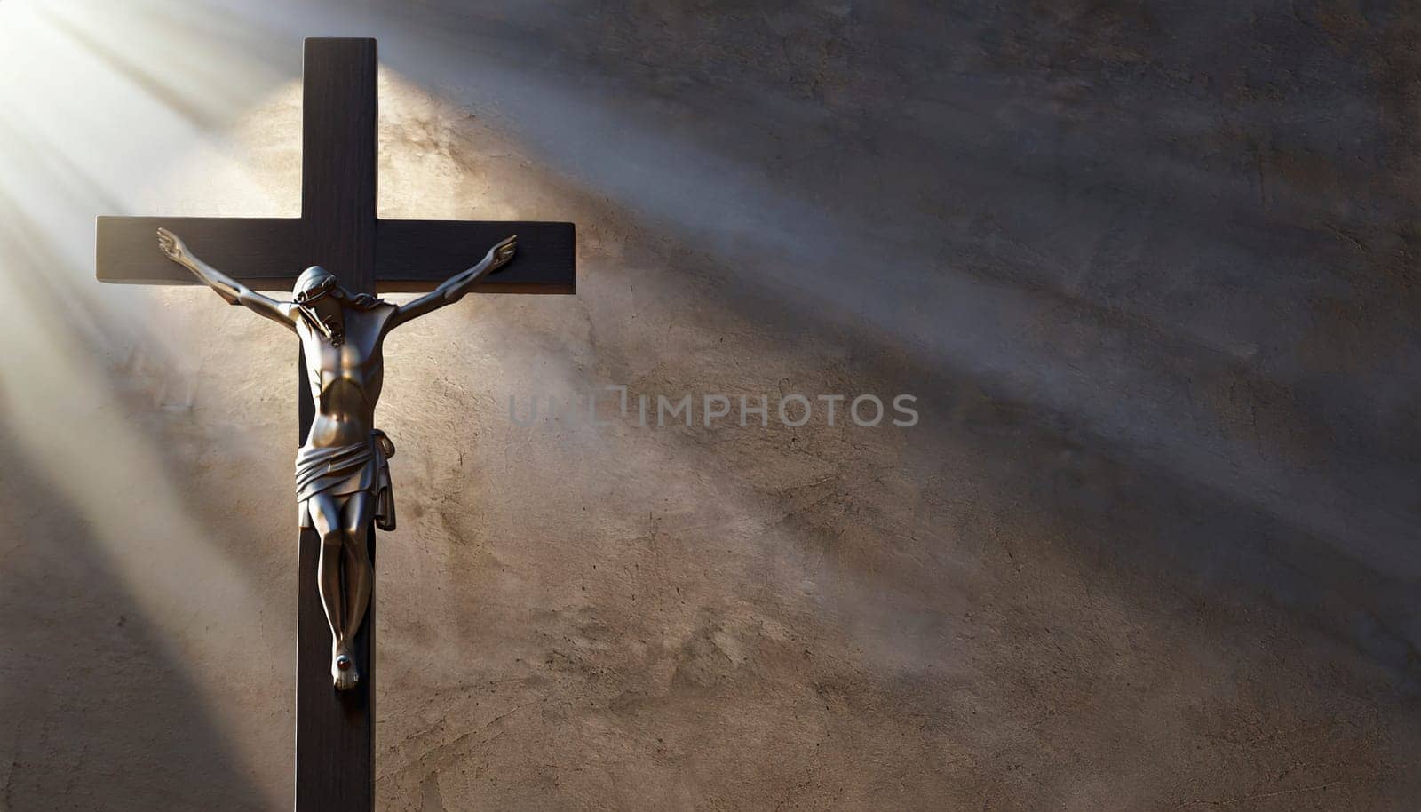 Crucifixion of Jesus Christ on the stone background. AI generated