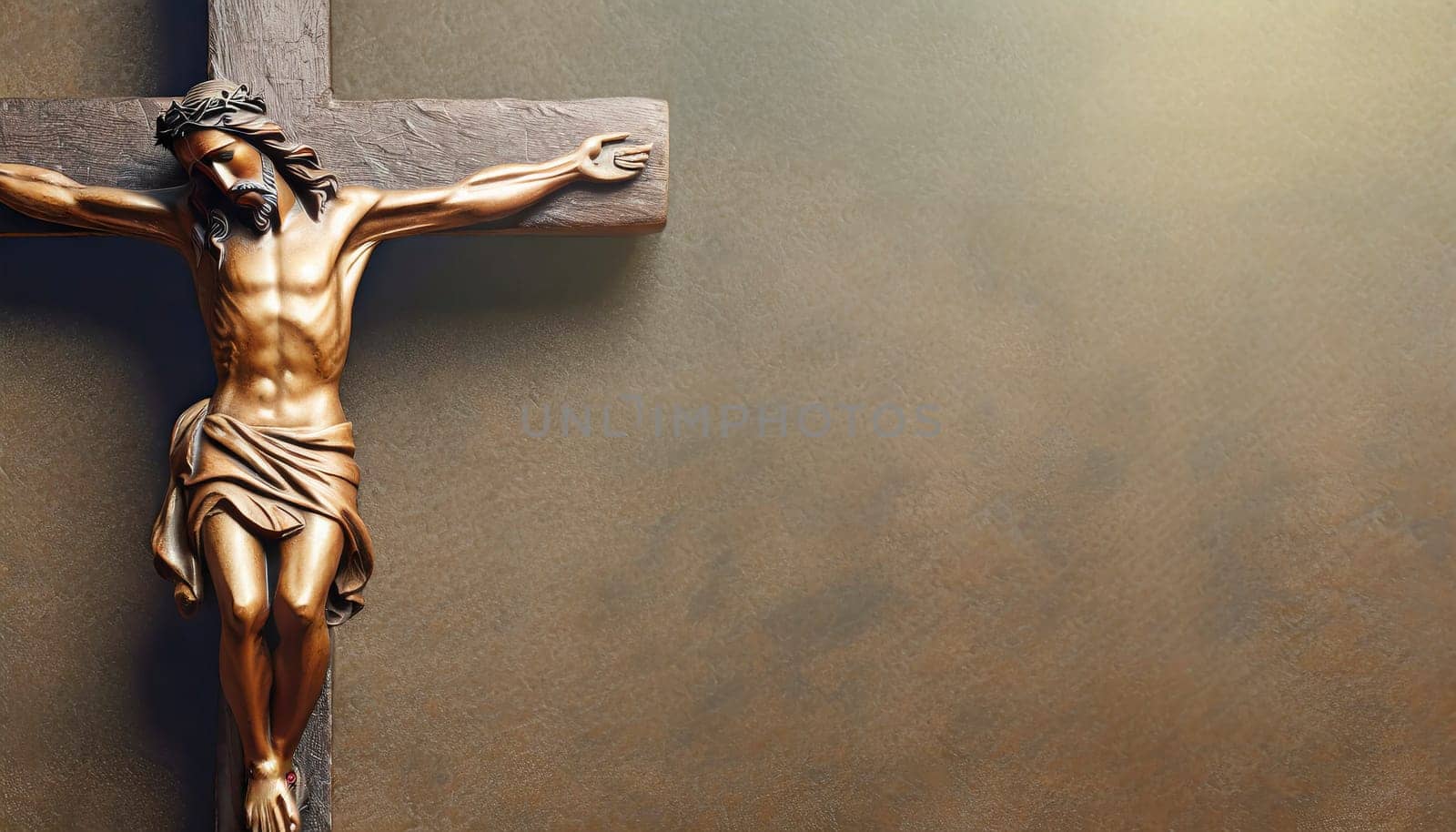 Crucifixion of Jesus Christ on the stone background. AI generated