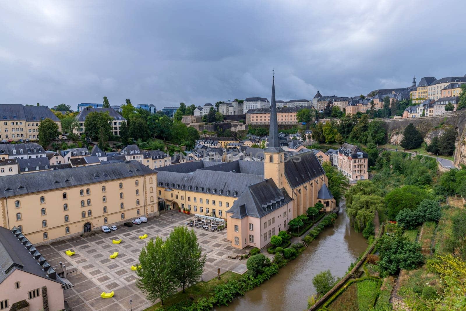 Luxembourg: August 1, 2023. View of the old town of Luxembourg City. Luxembourg