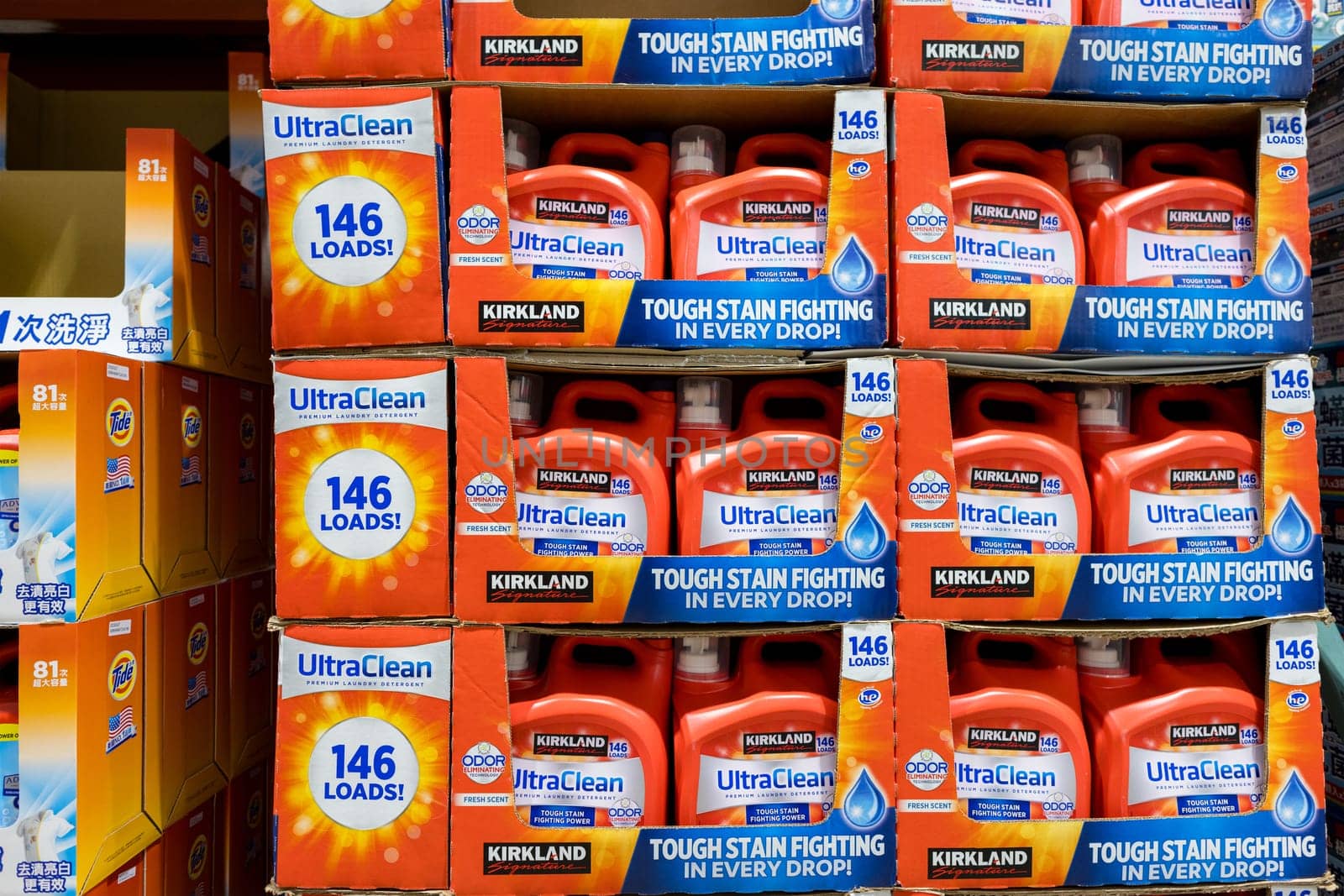 Taiwan 22 September 2023: Kirkland brand products in Costco store