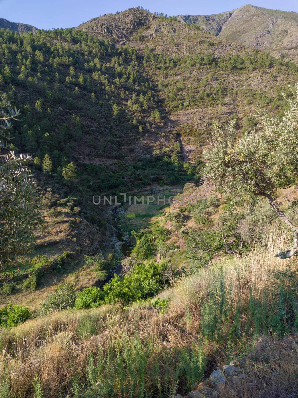 Hurdano River watercourse close to La Huetre, beautiful little village in Las Hurdes Region, Caceres, Extremadura, Spain