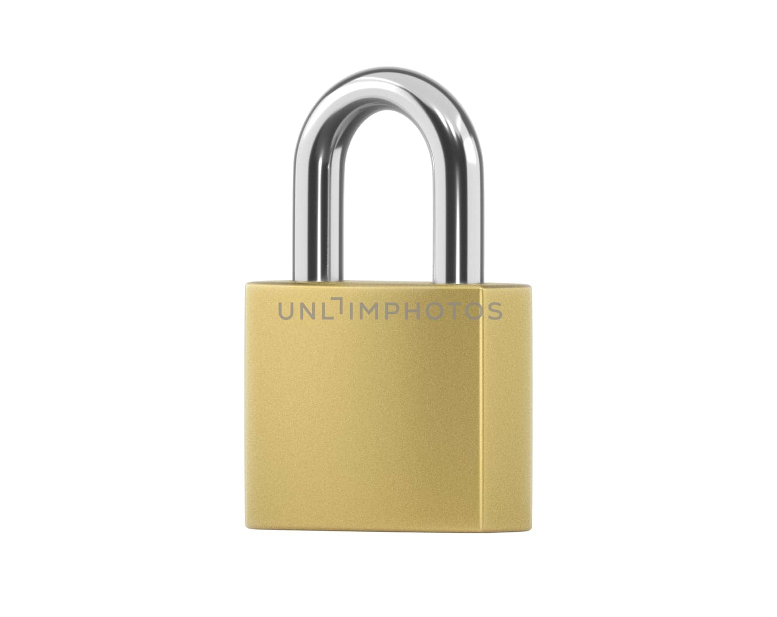 Locked Golden Padlock on the white background.