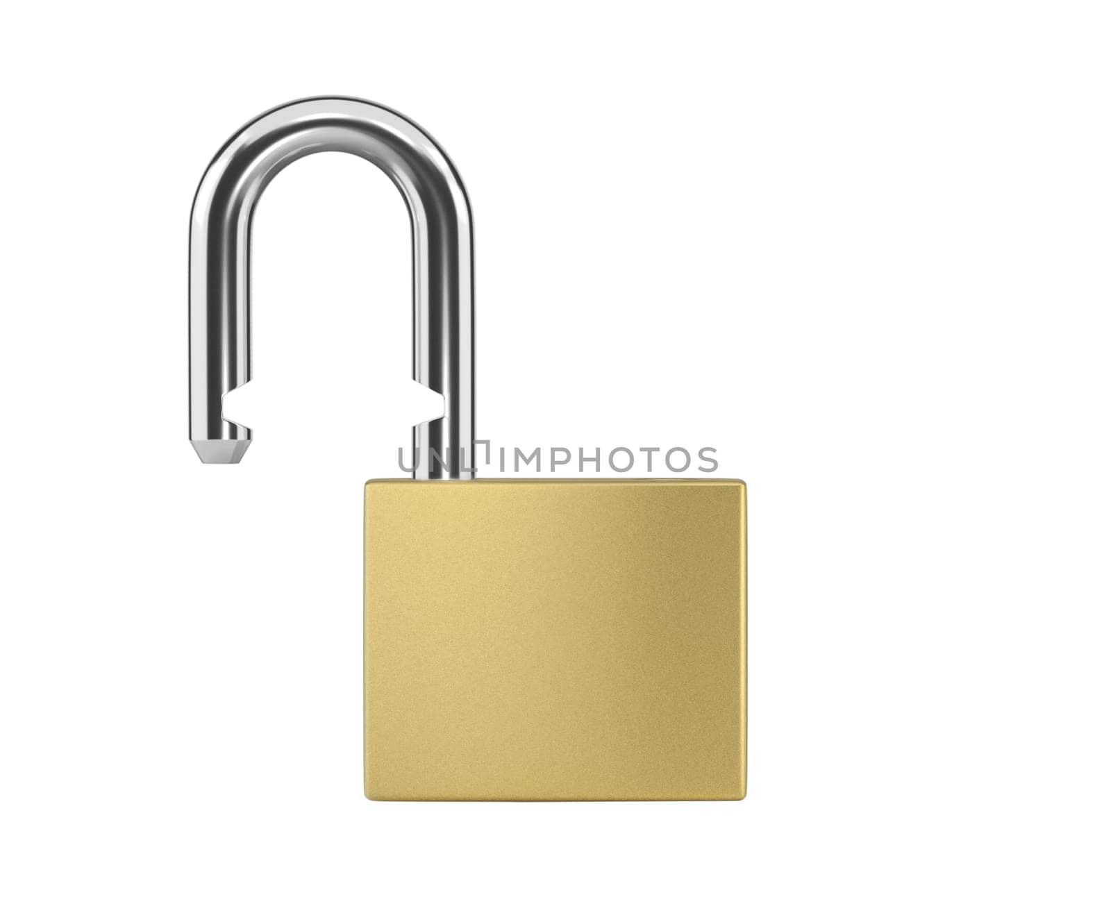 Locked Golden Padlock on the white background