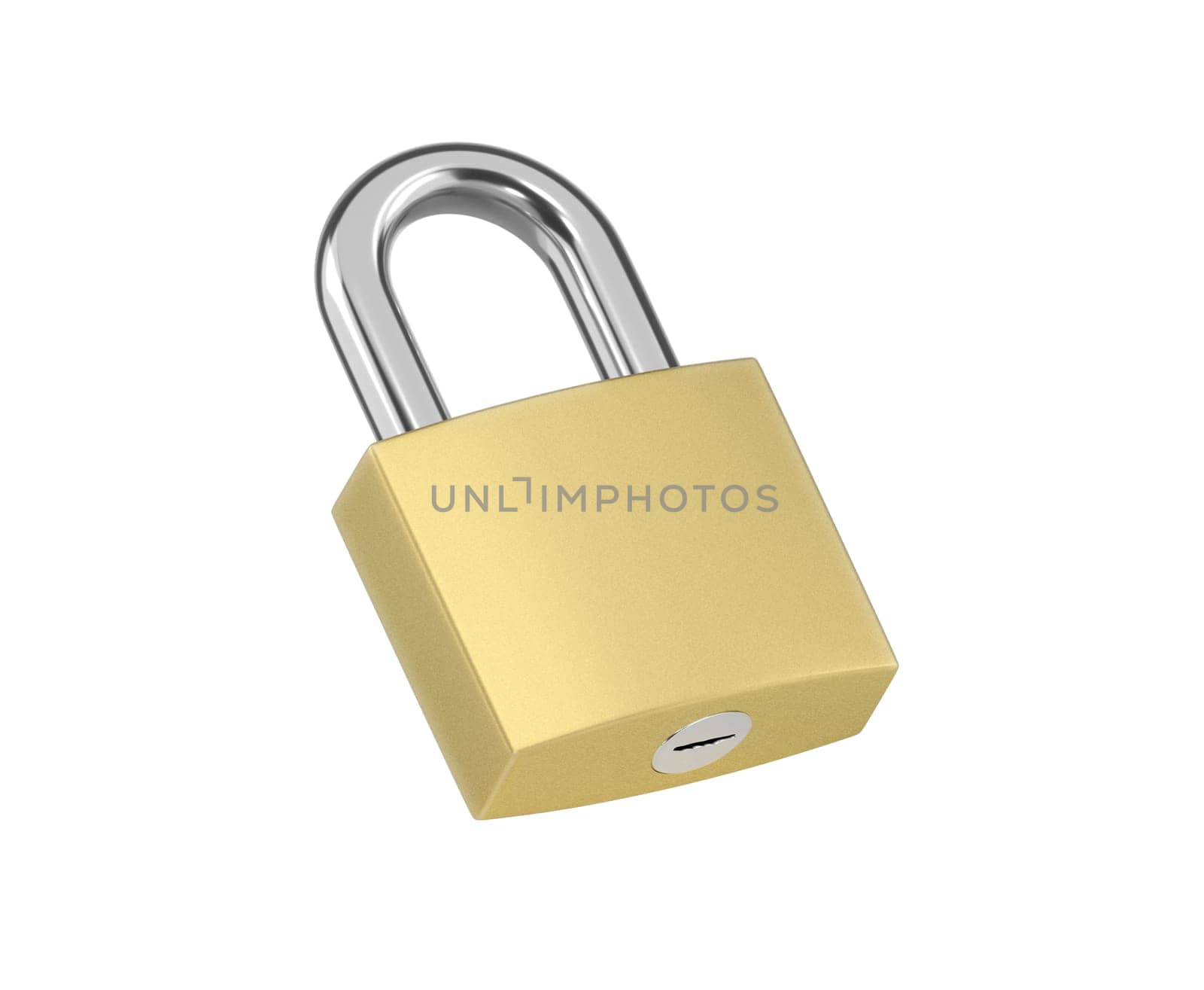 Locked Golden Padlock on the white background.