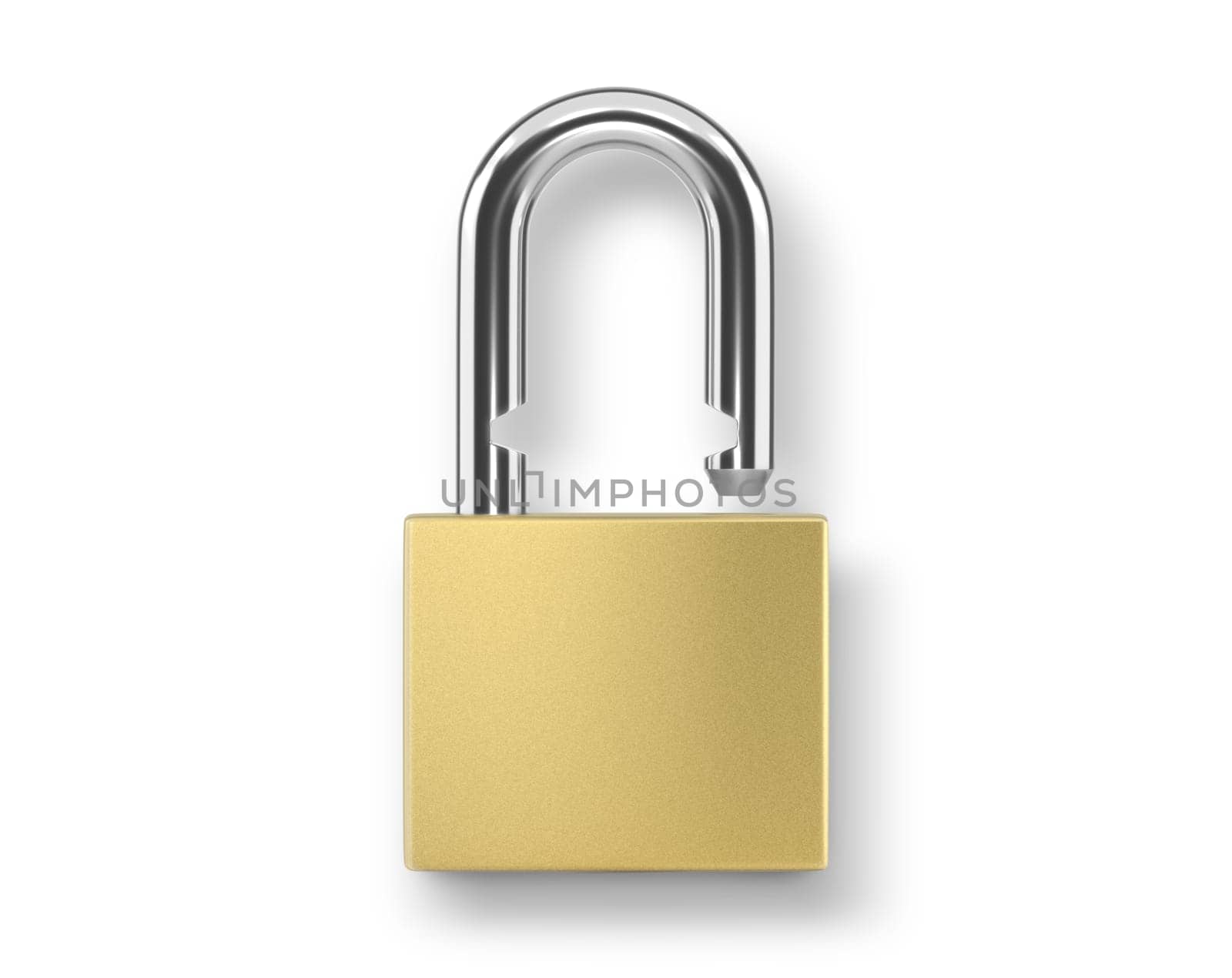 Locked Golden Padlock on the white background