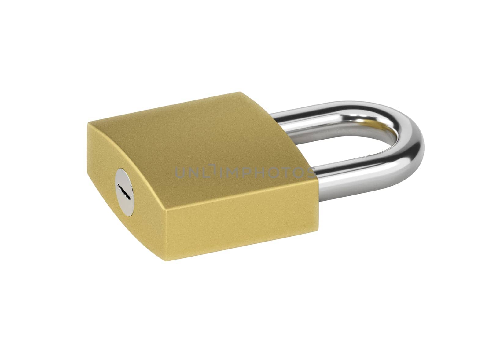 Locked Golden Padlock on the white background.